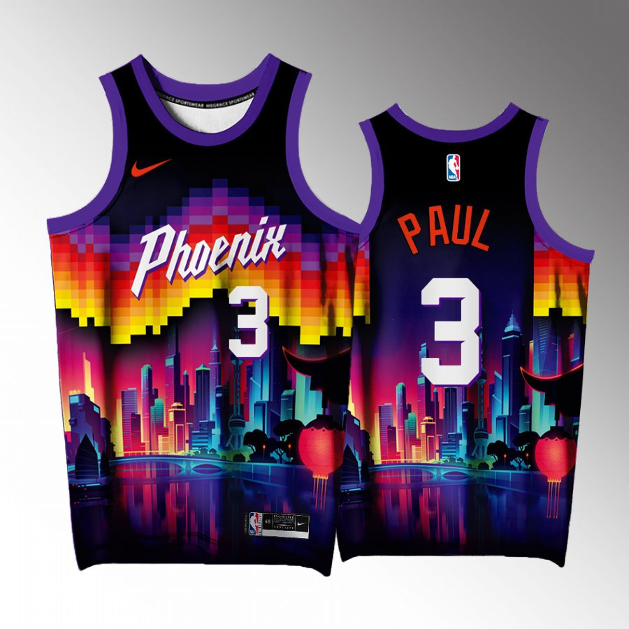Chris Paul 3 Phoenix Suns Purple Jersey Arizona City Exclusive Edition - JS429 
