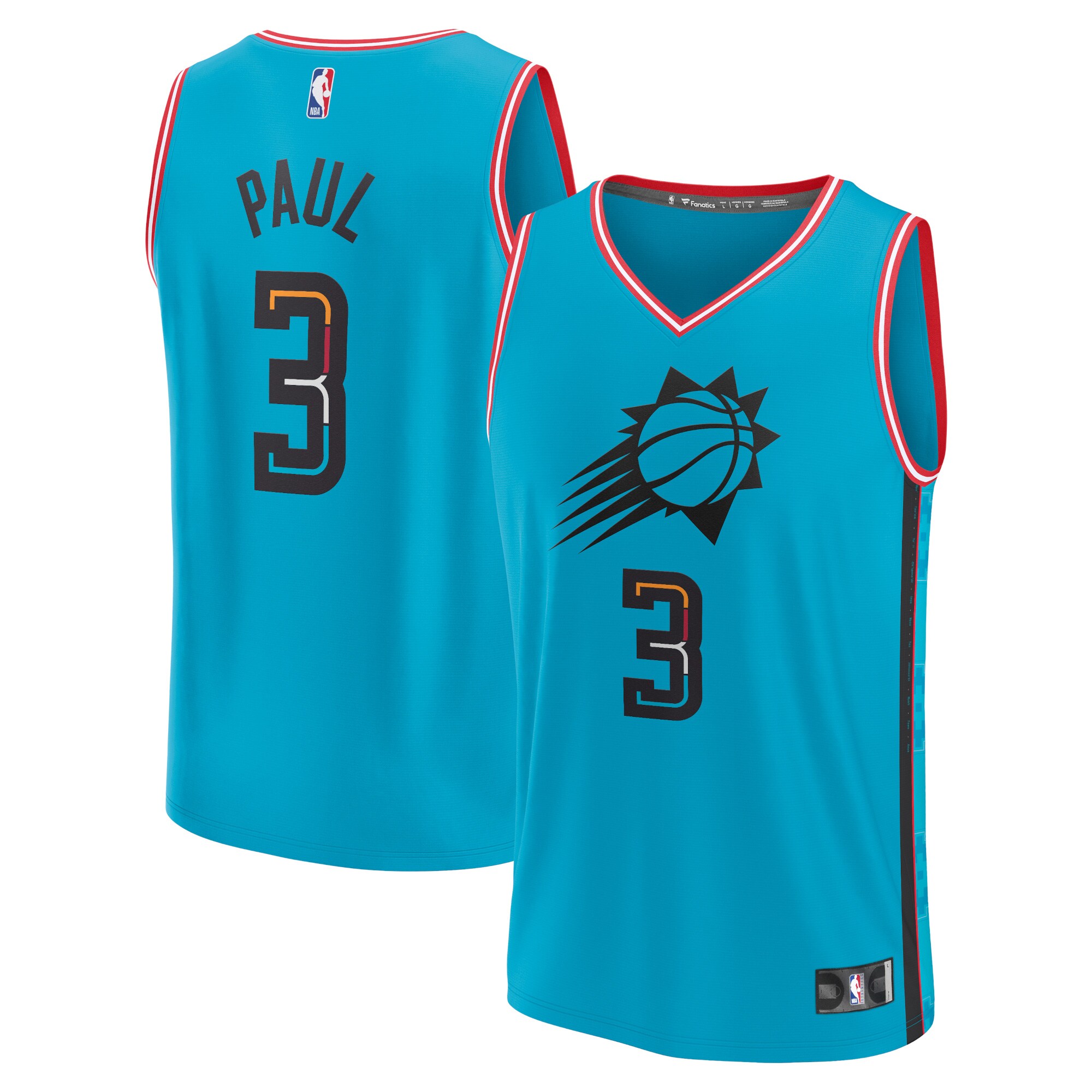 Alternative view of Chris Paul Phoenix Suns Fanatics Branded Youth 2022/23 Fastbreak Jersey - City Edition - Turquoise
