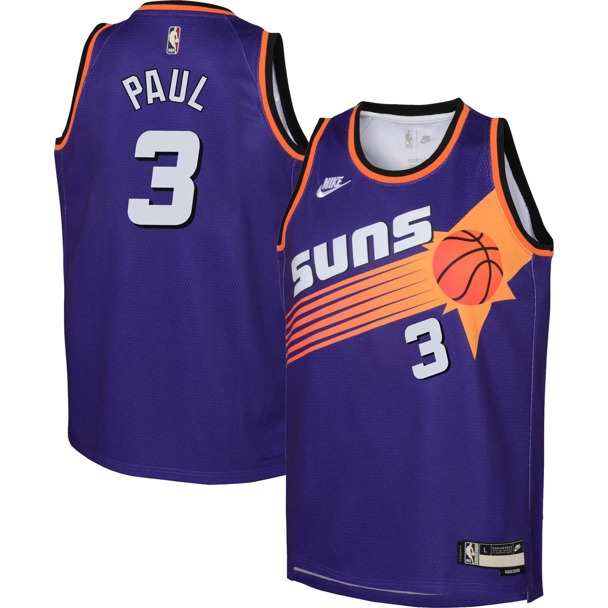 Alternative view of Chris Paul Phoenix Suns Youth 2022/23 Swingman Jersey Purple - Classic Edition