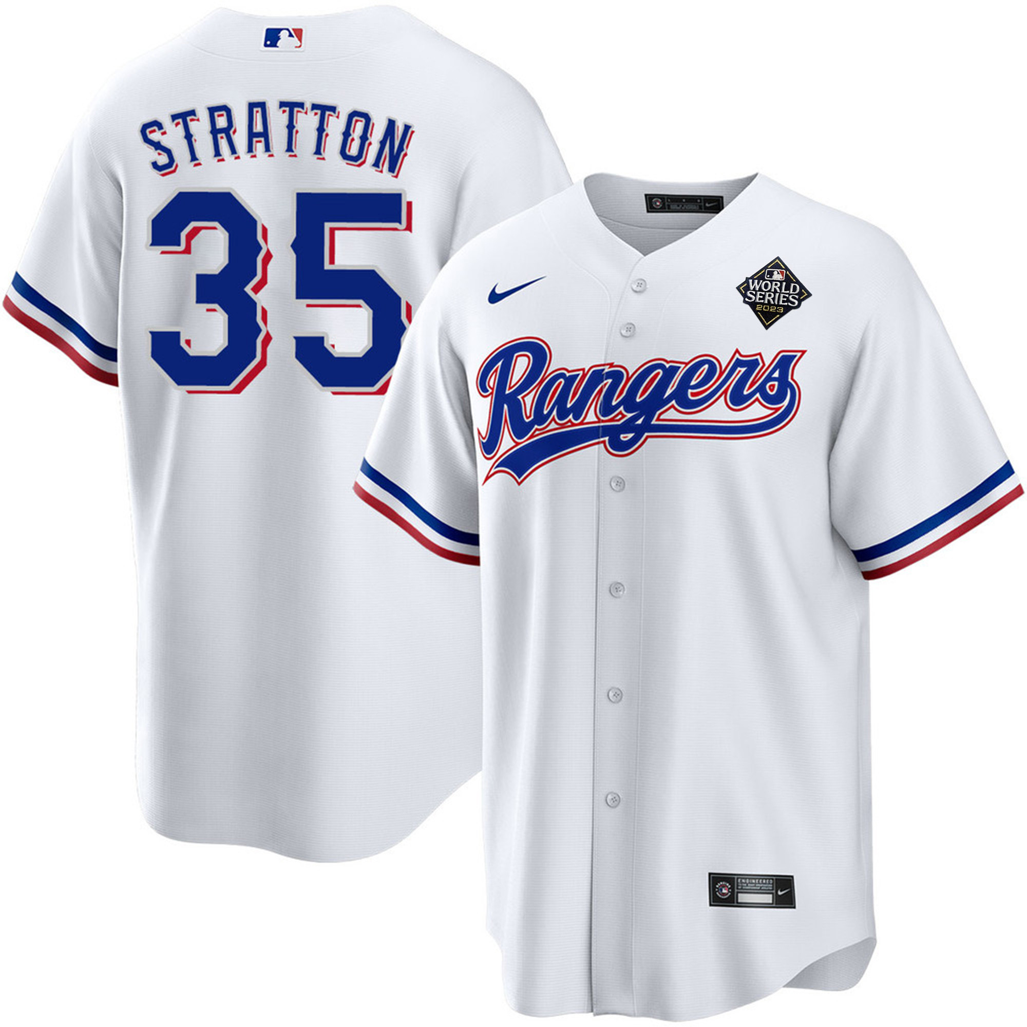Chris Stratton 35 Texas Rangers 2023 World Series Stitched Baseball Jersey - White - JS316 