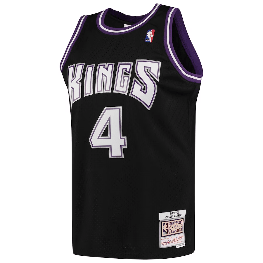 Alternative view of Chris Webber 4 Sacramento Kings Hardwood Classics 2000-01 Swingman Jersey - Black - JS583 
