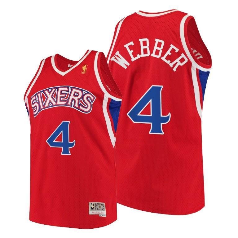 Chris Webber Philadelphia 76ers Red Throwback 90s Jersey HWC Swingman - Men Jersey - JS851 