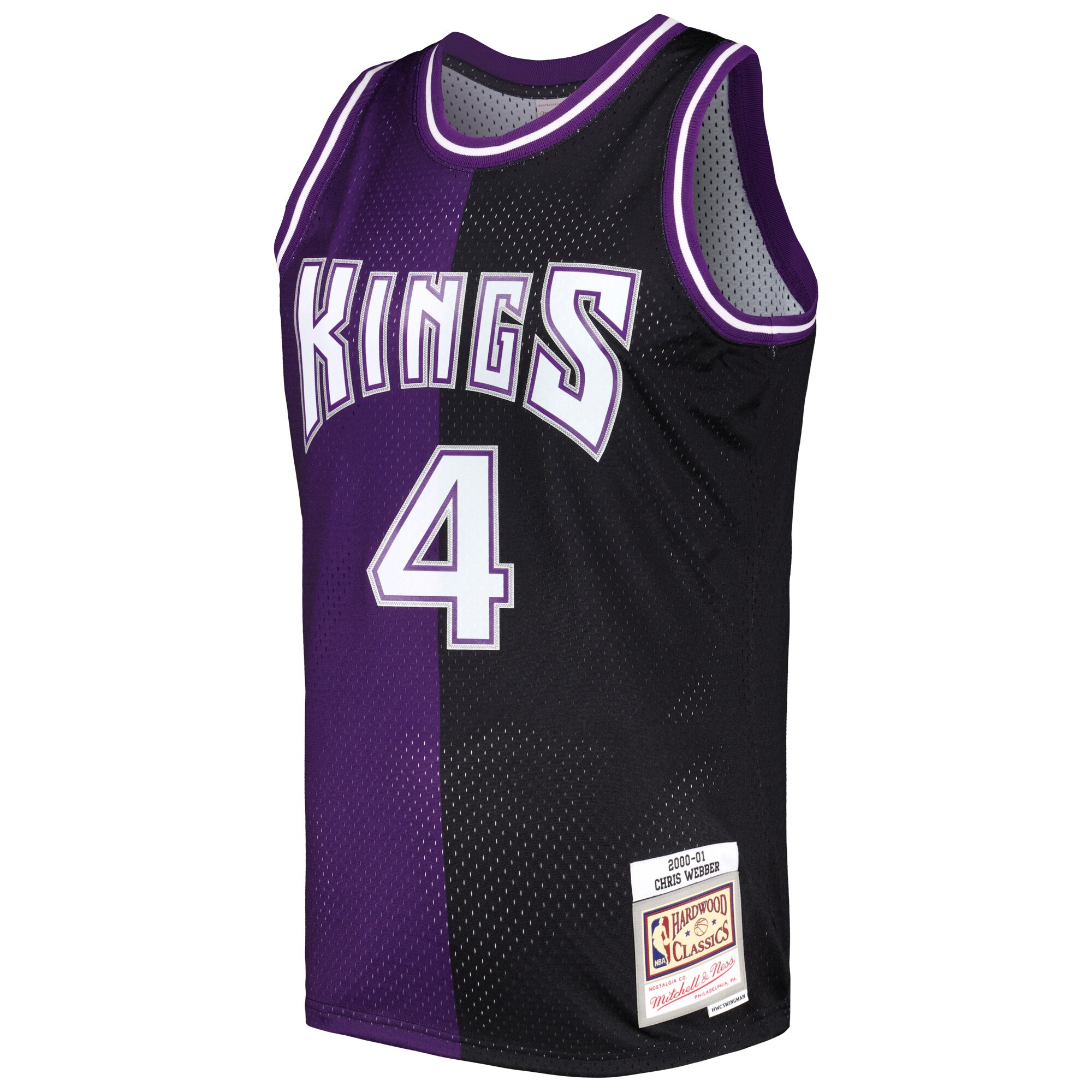Alternative view of Chris Webber Sacramento Kings Mitchell & Ness Hardwood Classics 2000/01 Split Swingman Jersey - Purple/black