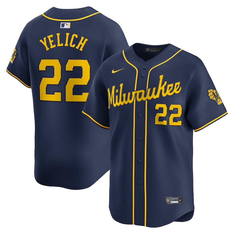 Christian Yelich 22 Milwaukee Brewers Alternate Limited Men Jersey - Navy 