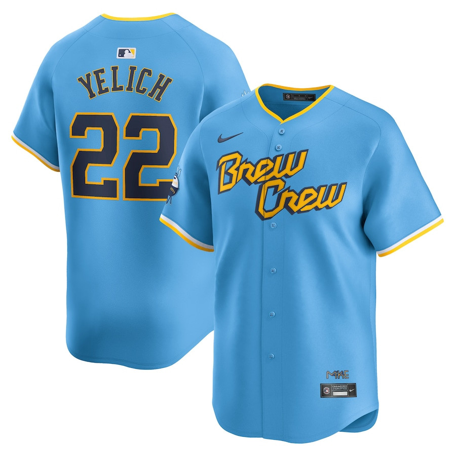 Christian Yelich 22 Milwaukee Brewers City Connect Limited Men Jersey - Powder Blue 
