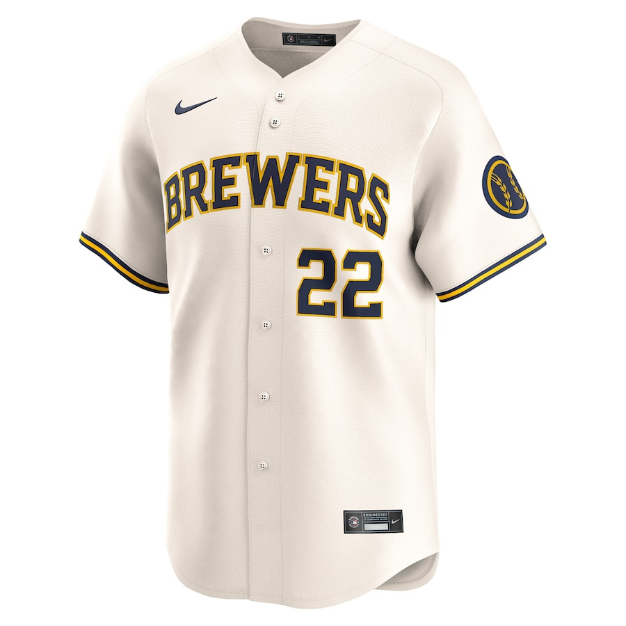 Alternative view of Christian Yelich 22 Milwaukee Brewers Home Limited YOUTH Jersey - Cream 