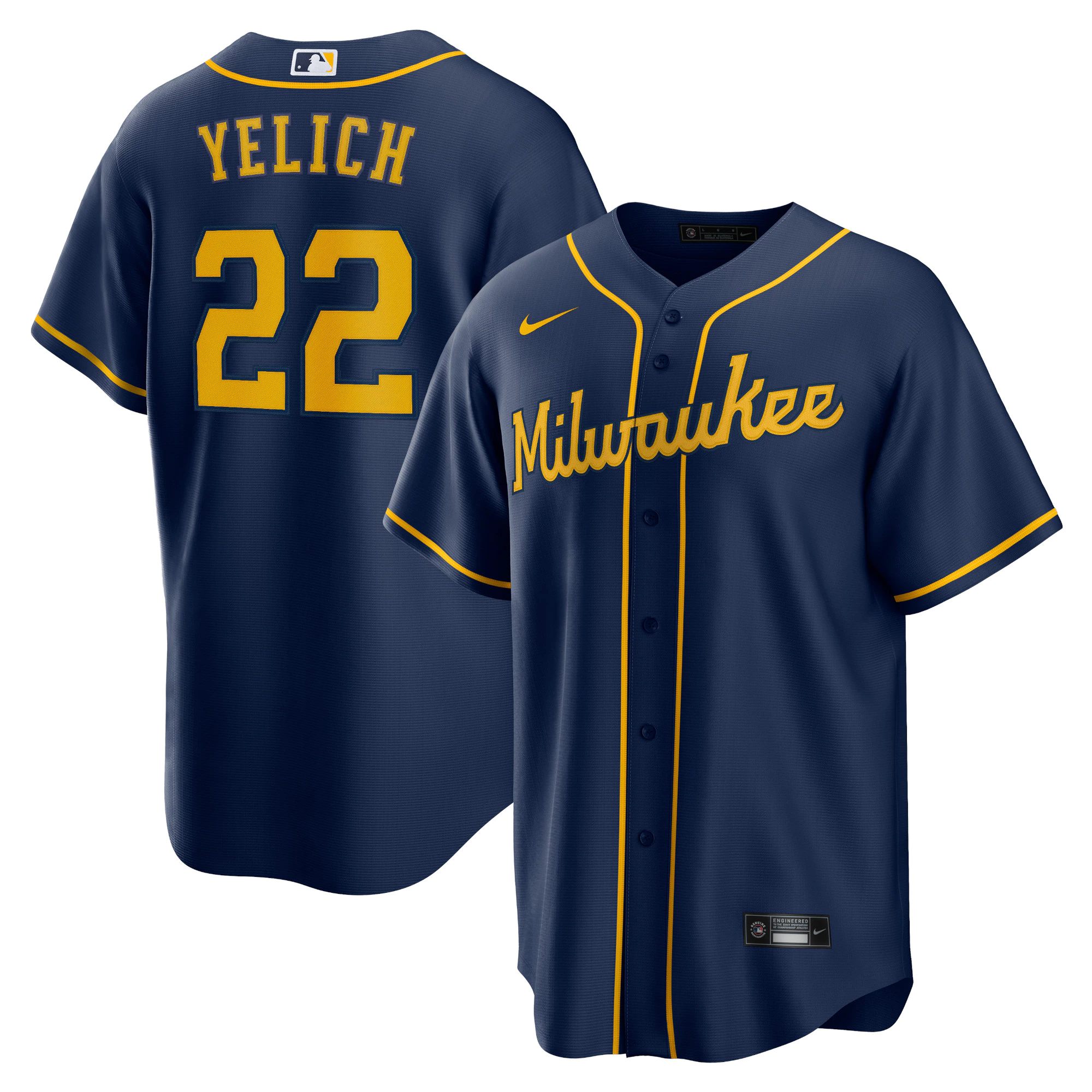 Christian Yelich Milwaukee Brewers Alternate Replica Player Jersey – Navy
