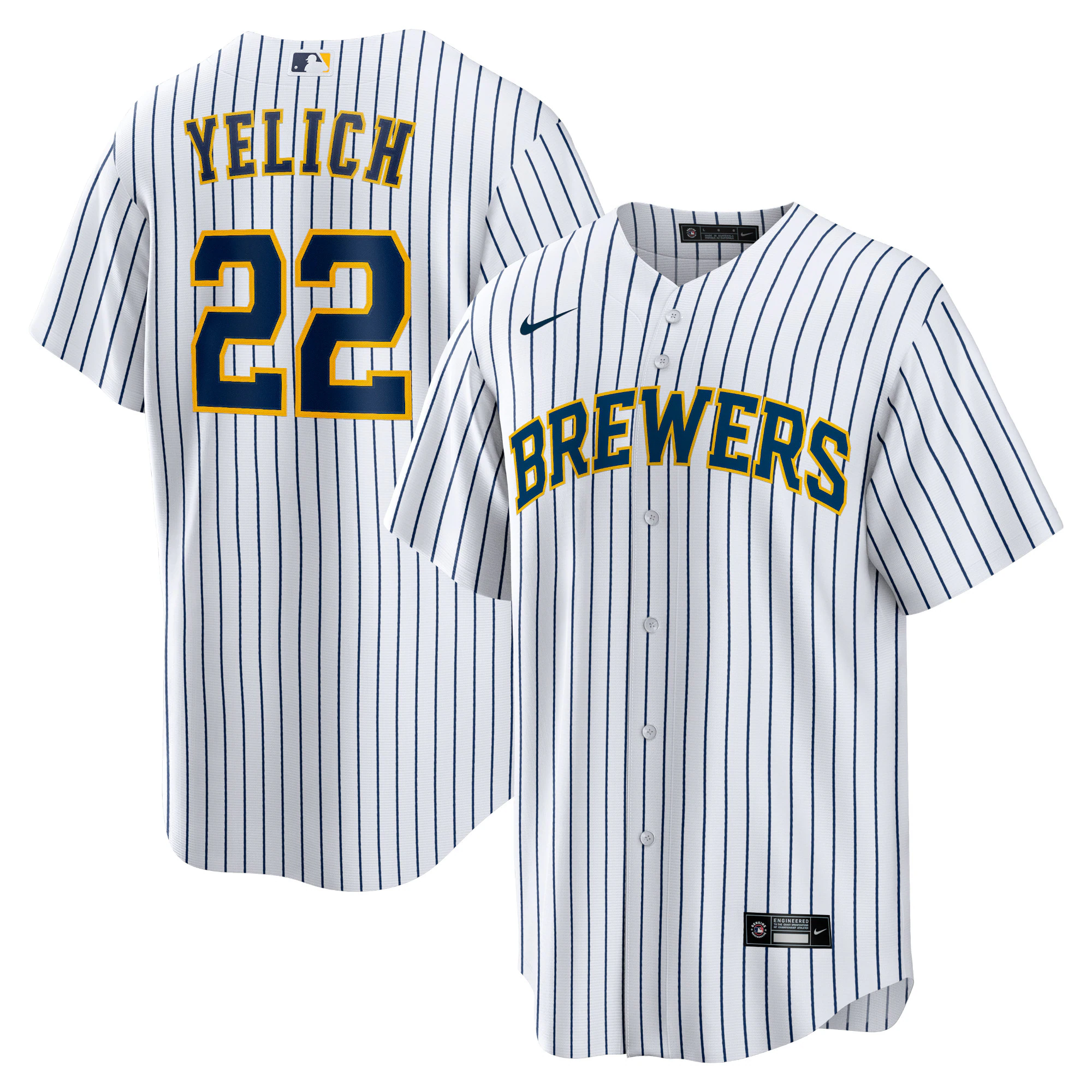 Alternative view of Christian Yelich Milwaukee Brewers Alternate Replica Player Jersey – White