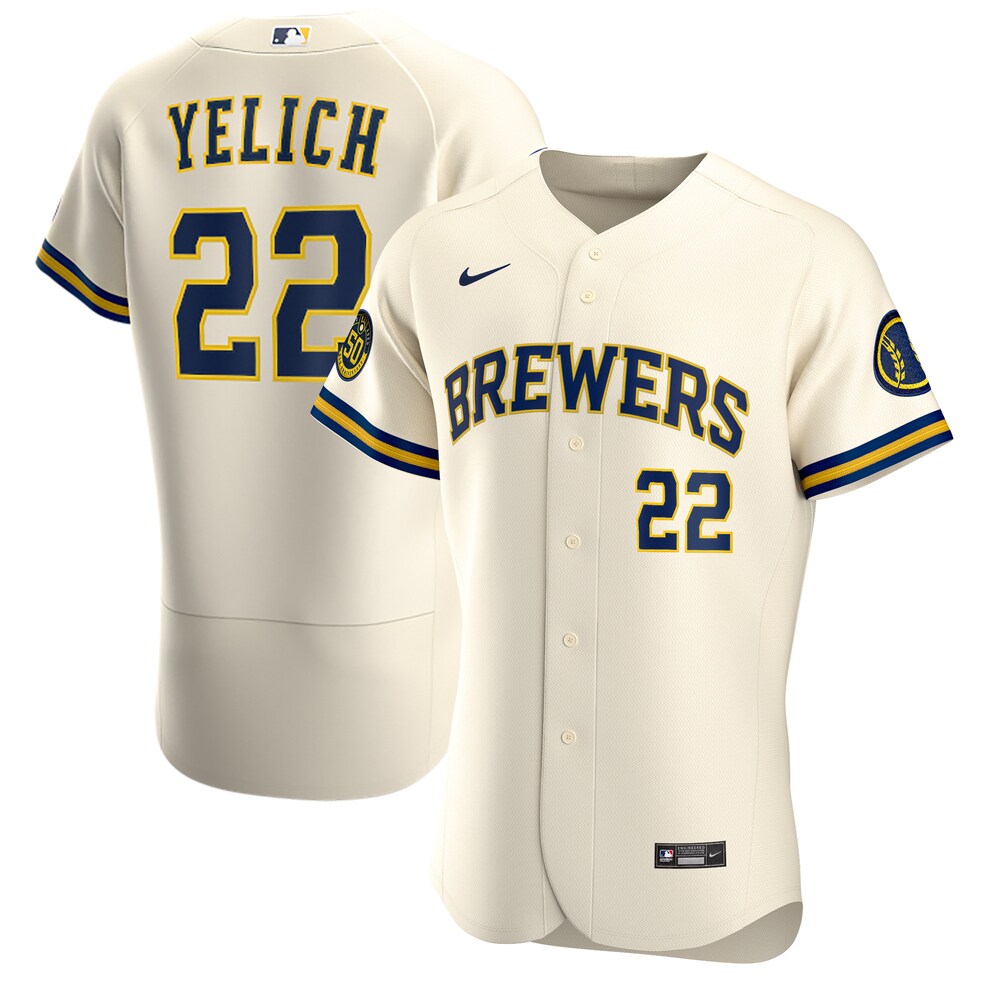 Christian Yelich Milwaukee Brewers Home 2020 Player Jersey - Cream Color