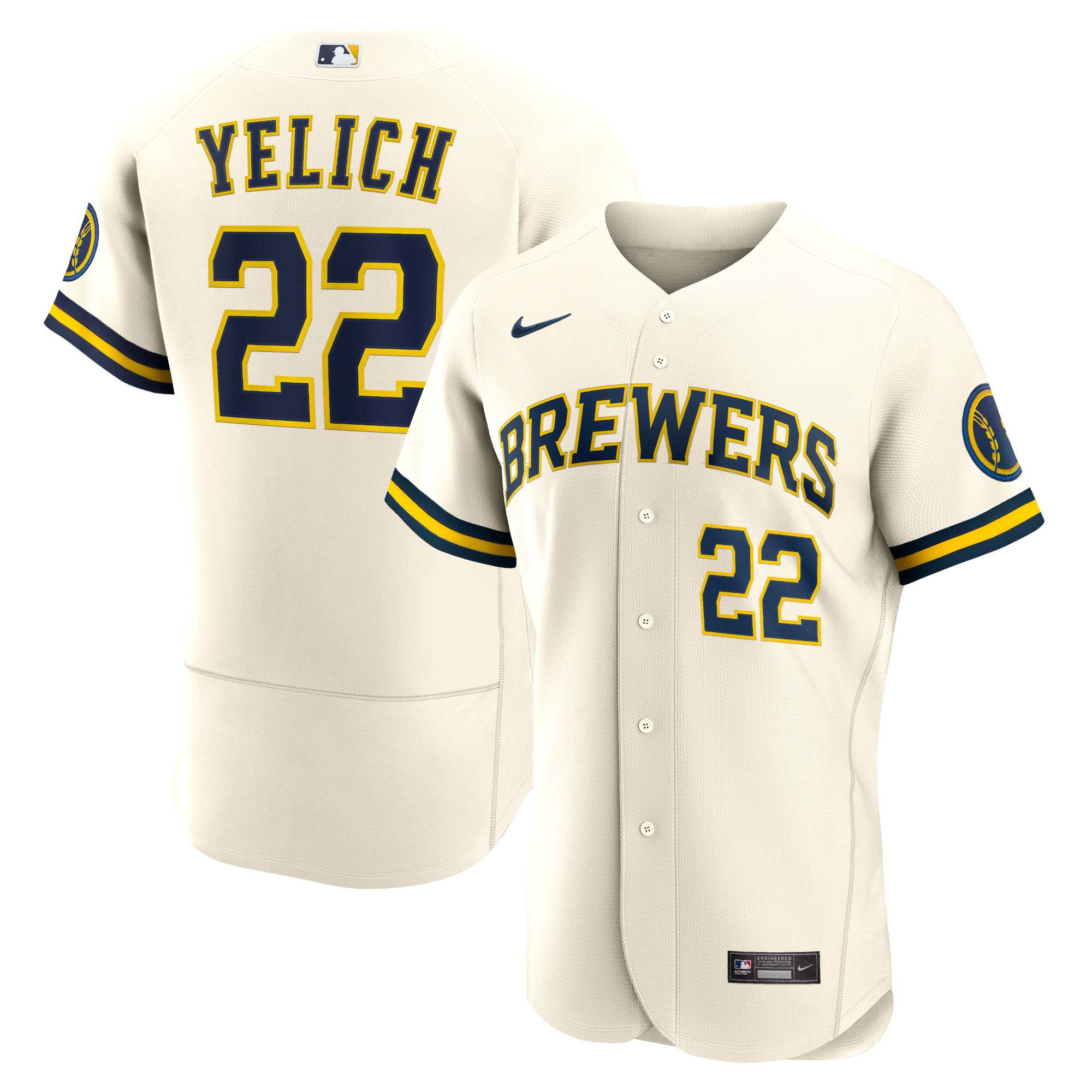 Christian Yelich Milwaukee Brewers Home Wordmark Authentic Player Jersey - Cream