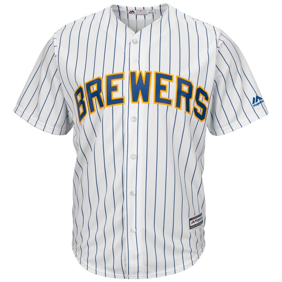Alternative view of Christian Yelich Milwaukee Brewers Majestic Alternate Official Cool Base Player Jersey - White Royal