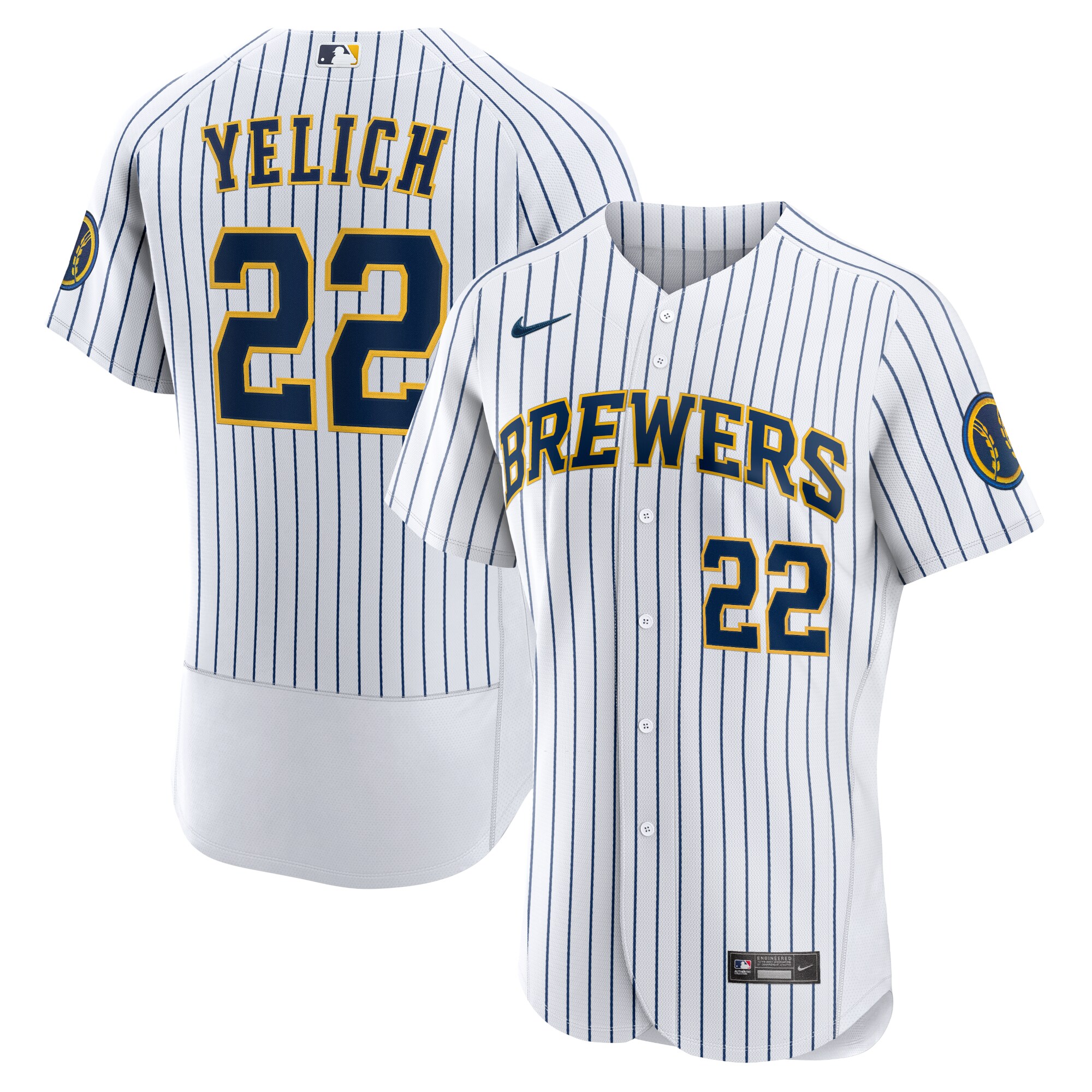 Alternative view of Christian Yelich Milwaukee Brewers Team Alternate Authentic Player Jersey – White