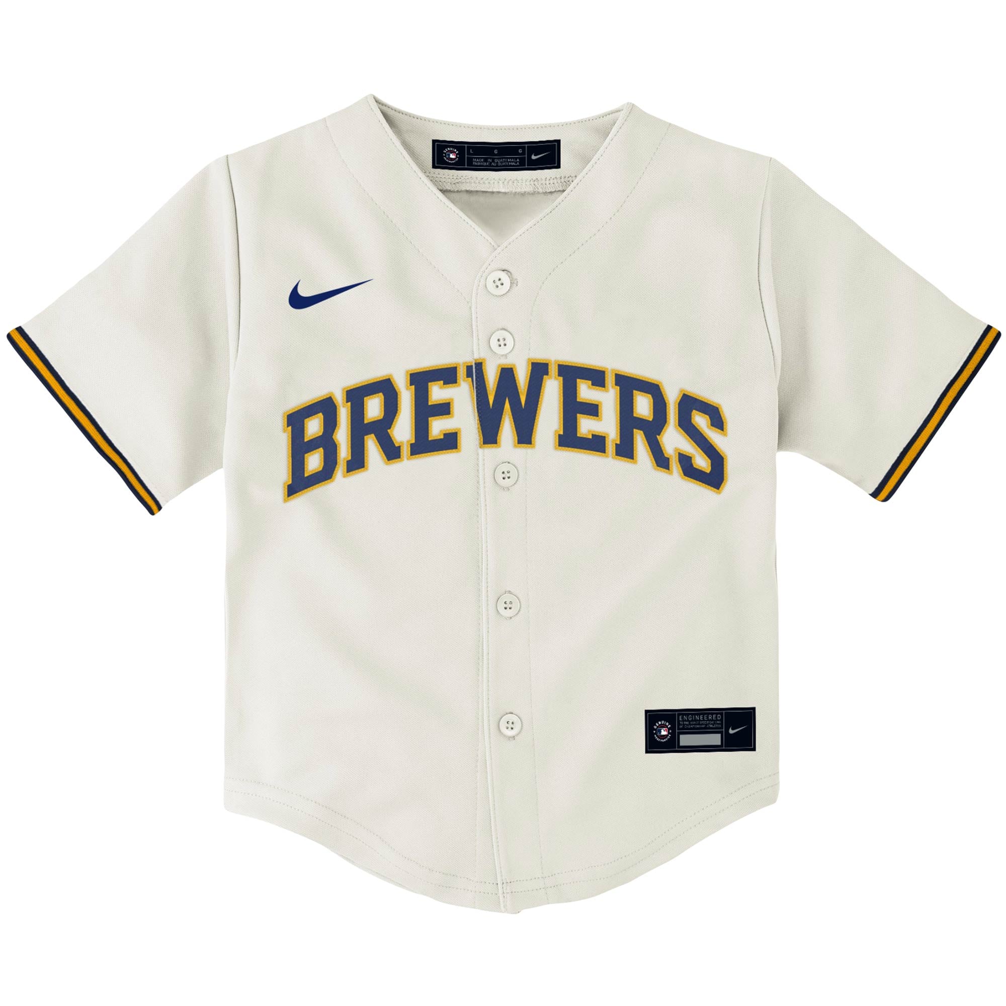 Alternative view of Christian Yelich Milwaukee Brewers Toddler Home Replica Player Jersey - Cream