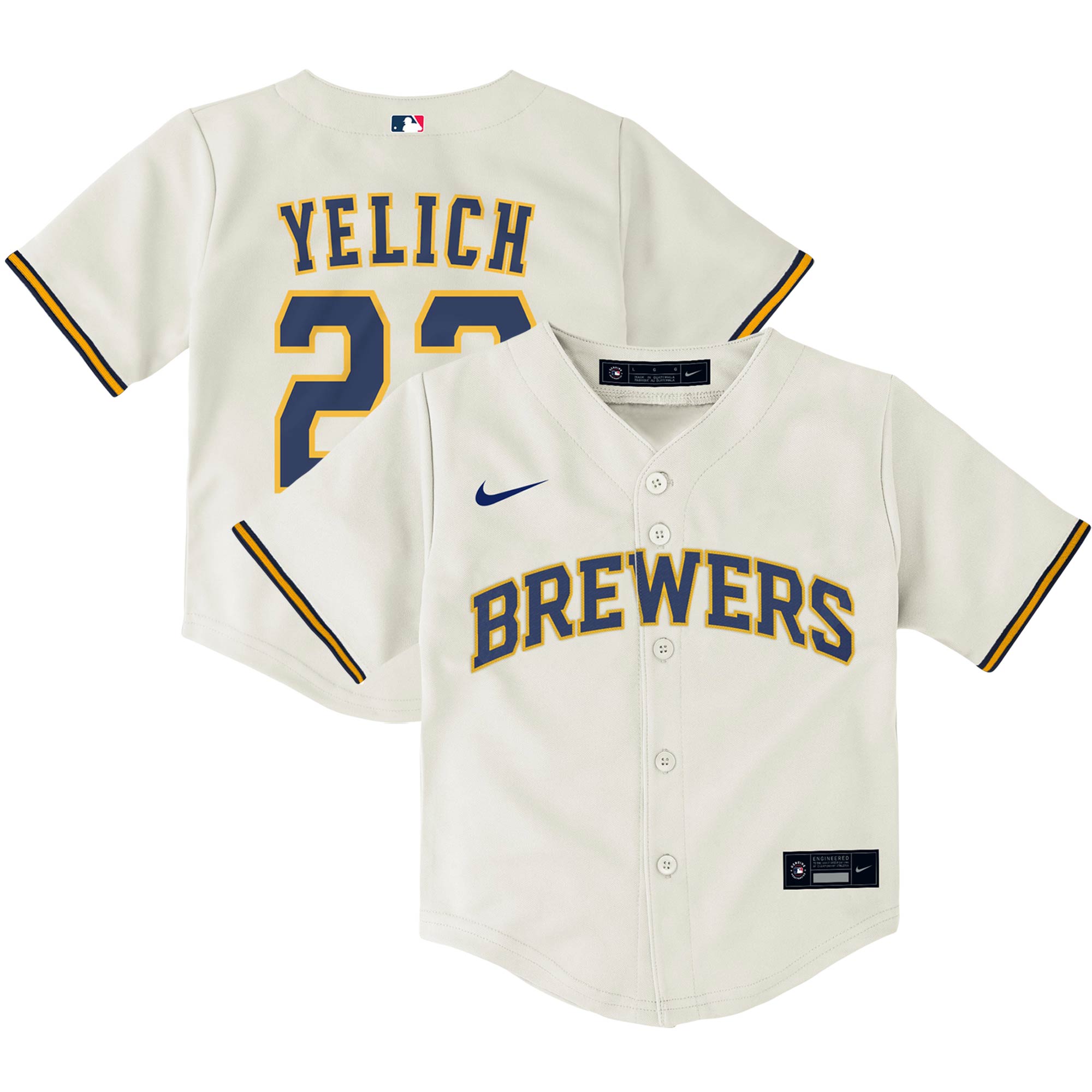 Christian Yelich Milwaukee Brewers Toddler Home Replica Player Jersey - Cream