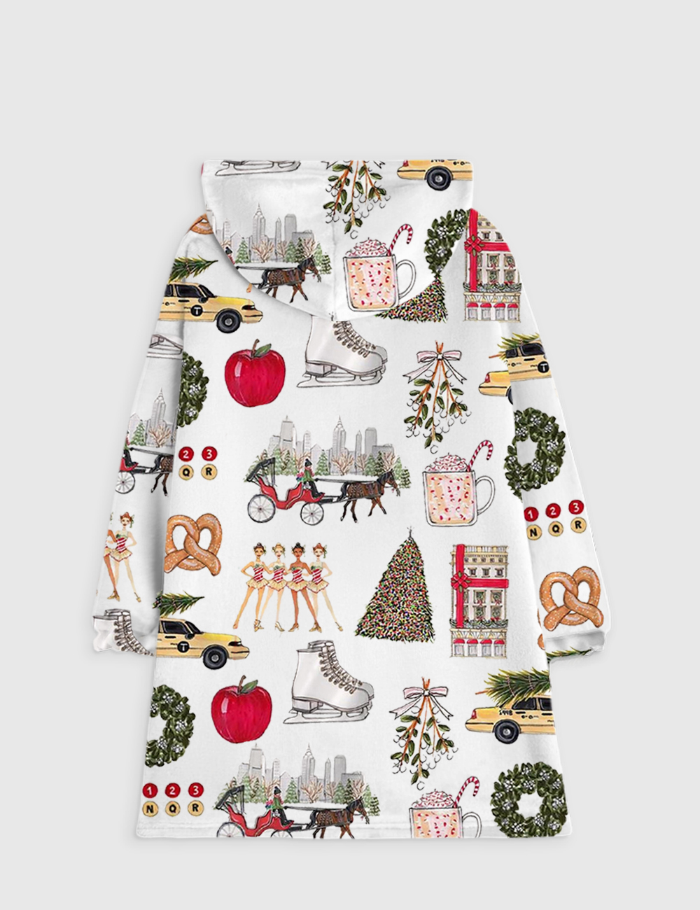 Alternative view of Christmas In New York Flannel Blanket Hoodie