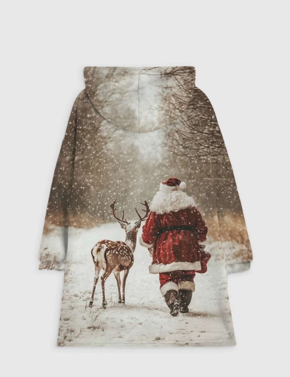 Alternative view of Christmas Santa Claus And Reindeer Winter Walk Blanket Hoodie