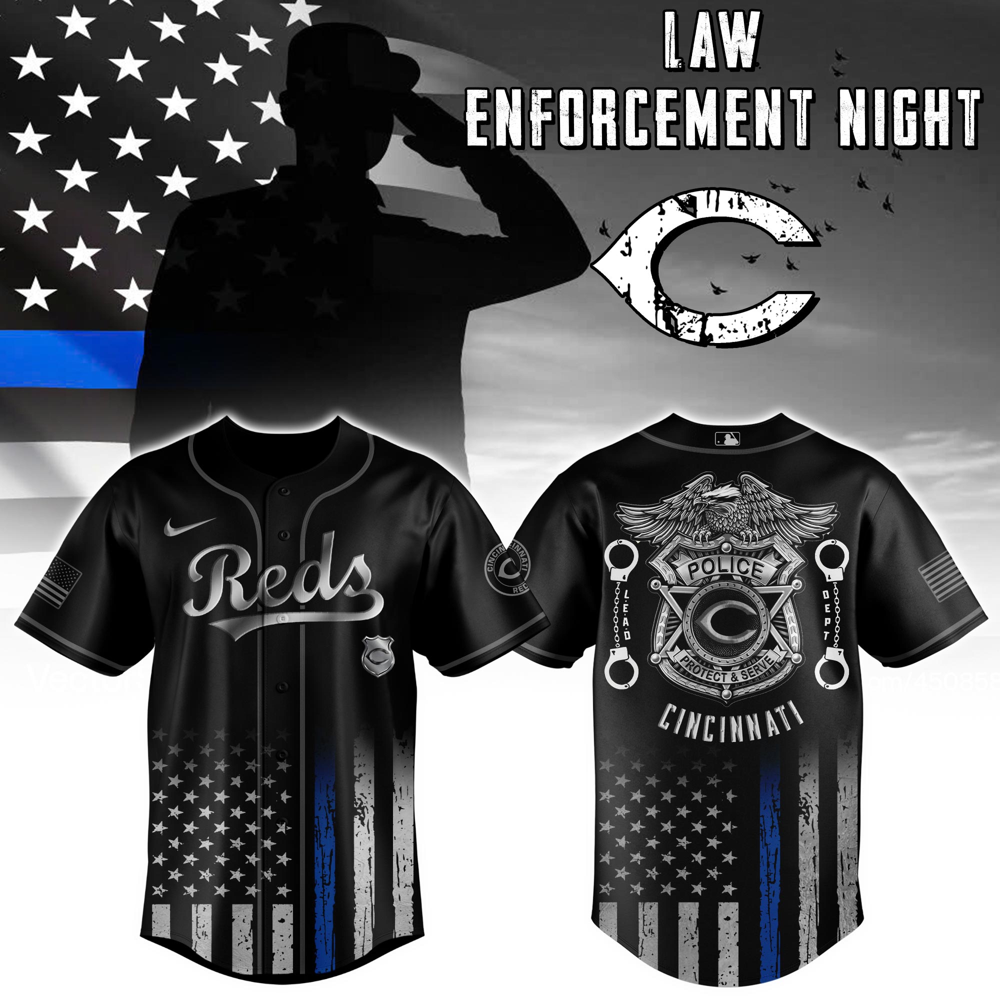 Cincinnati Reds Mlb X Law Enforcement Night Edition Jersey 2025