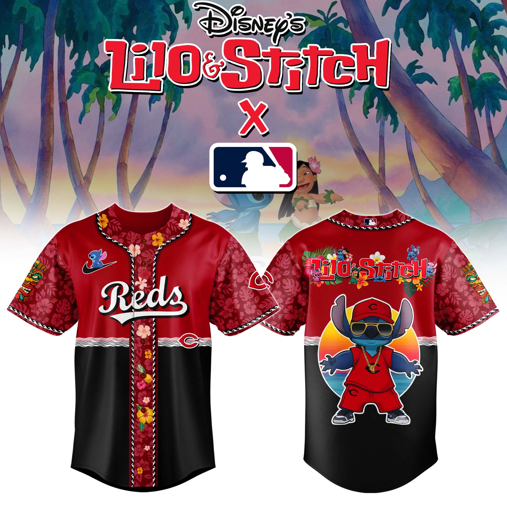 Cincinnati Reds Mlb X Lilo & Stitch Jersey