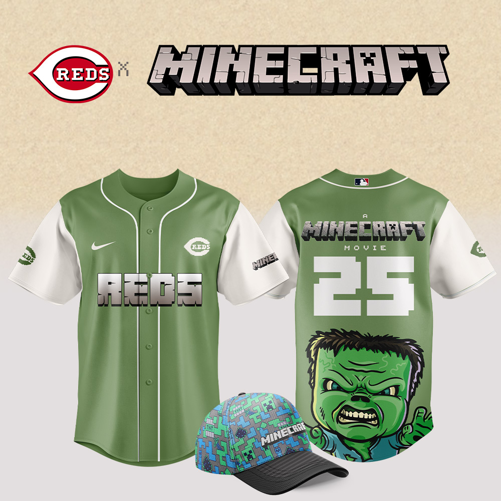 Cincinnati Reds Mlb X Minecraft Movie Baseball Jersey