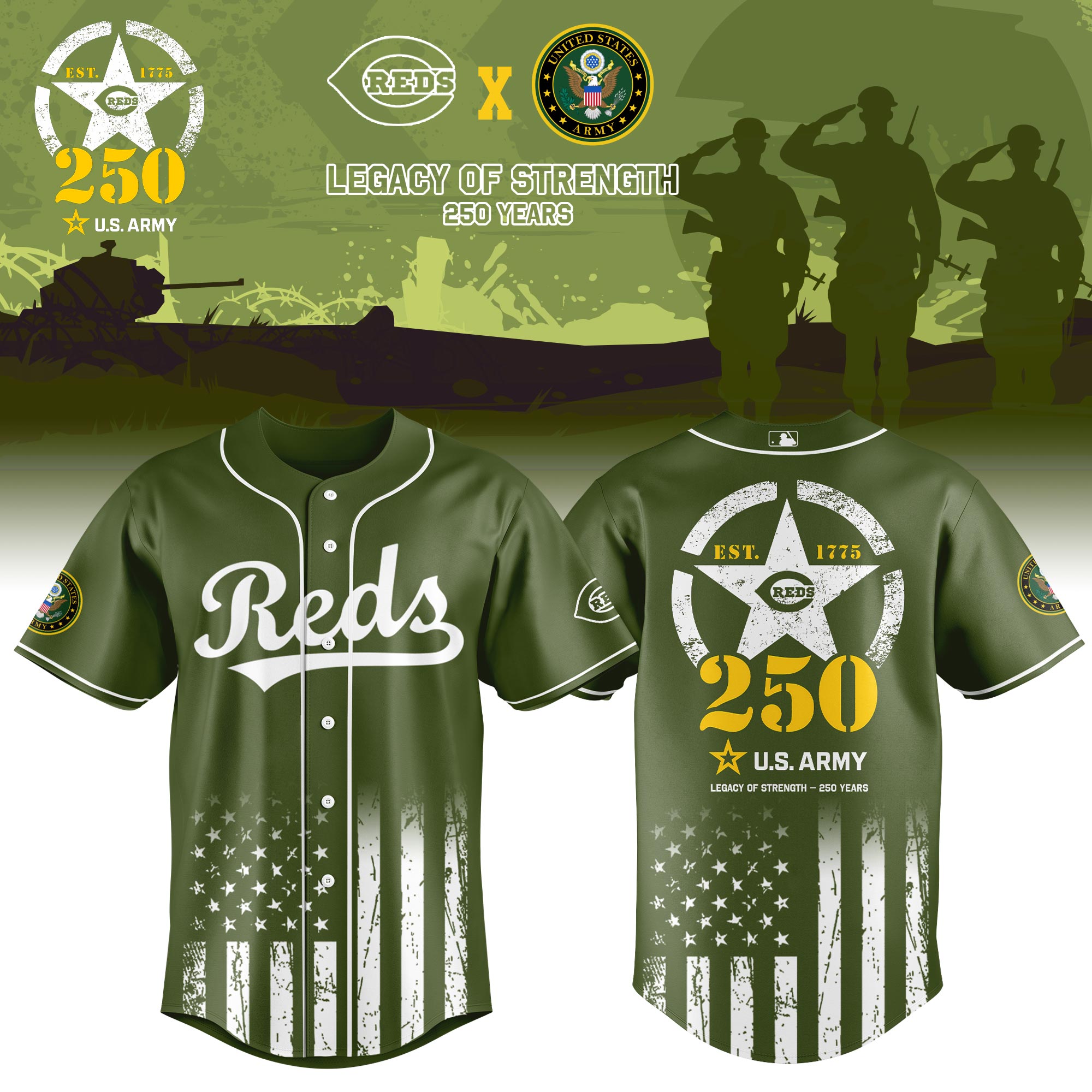 Cincinnati Reds Mlb X Usa Legacy Of Strength Baseball Jersey