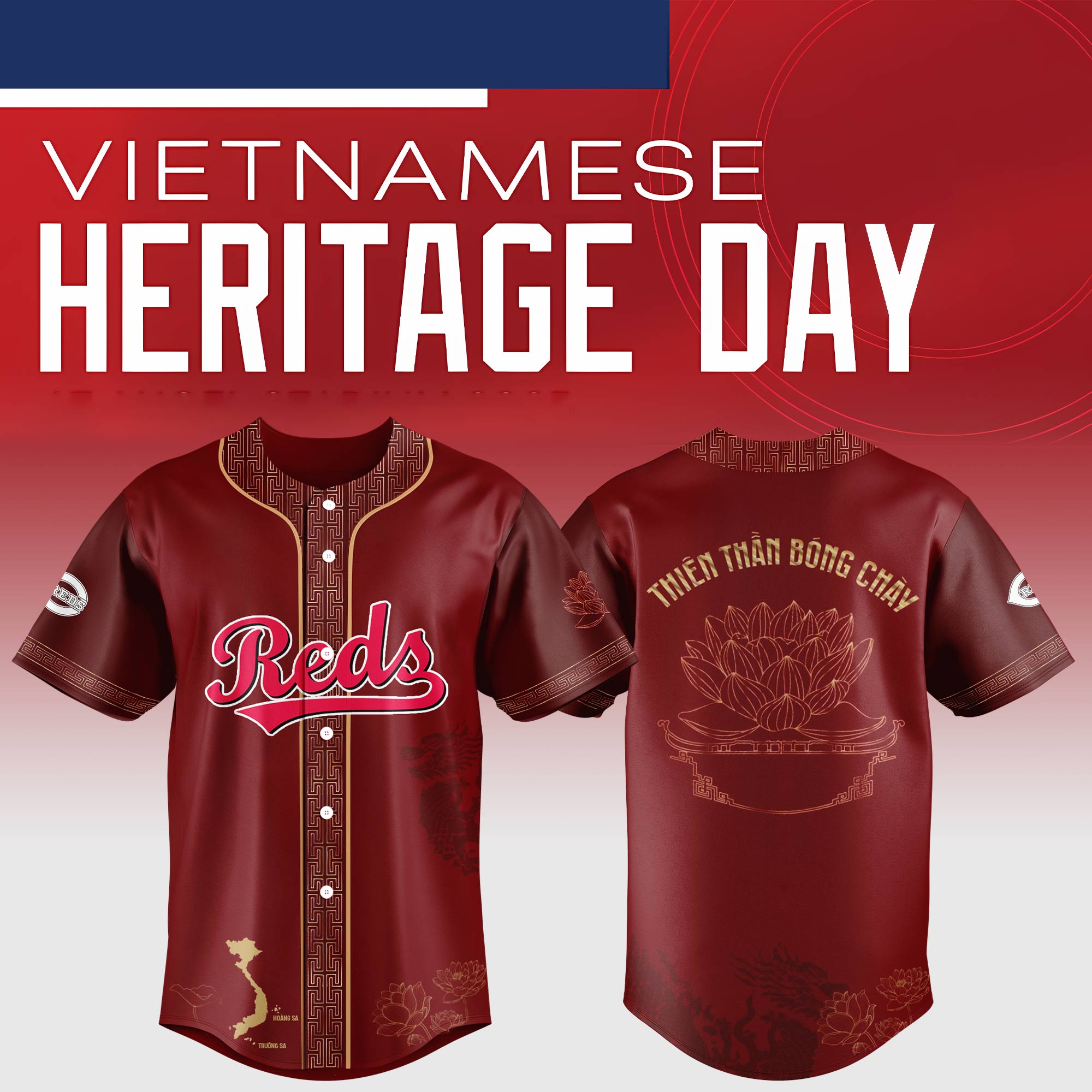 Cincinnati Reds Mlb X Vietnamese Heritage Night Baseball Jersey