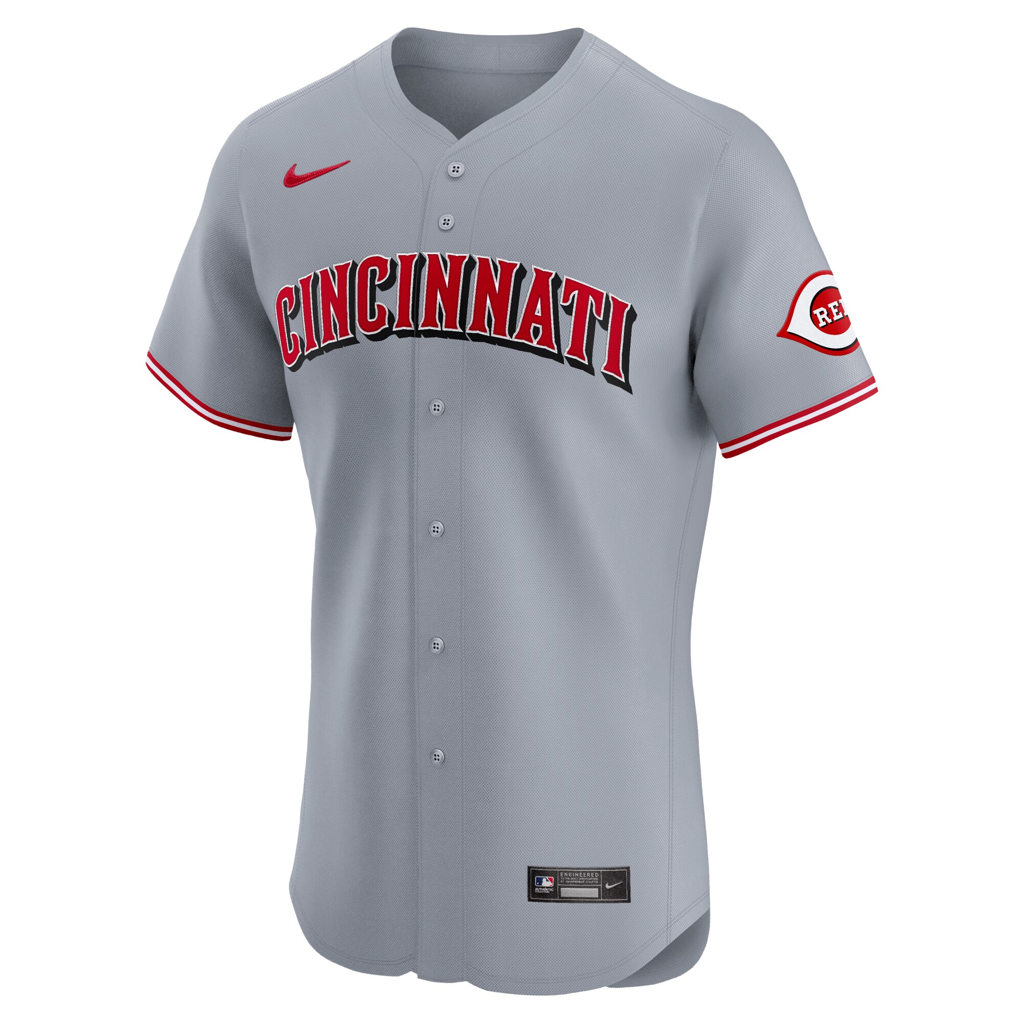 Alternative view of Cincinnati Reds Road 2024 Jackie Robinson Day Elite Jersey - Gray