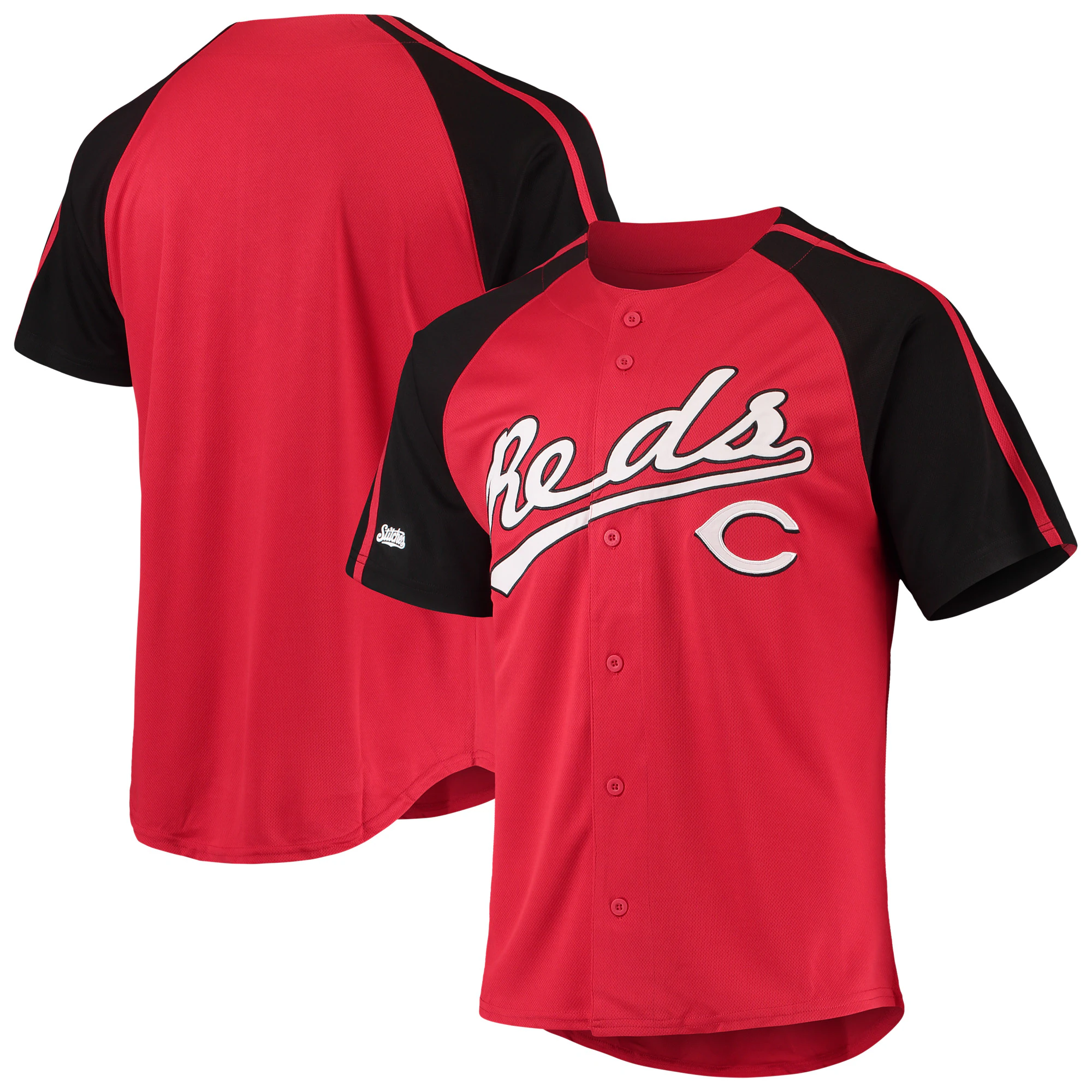 Alternative view of Cincinnati Reds Stitches Button-down Raglan Replica Jersey - Red