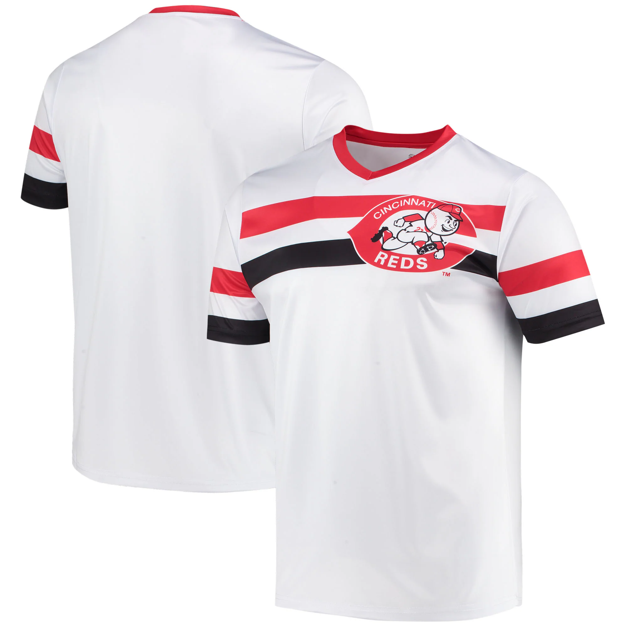 Cincinnati Reds Stitches Cooperstown Collection V-neck Jersey – White