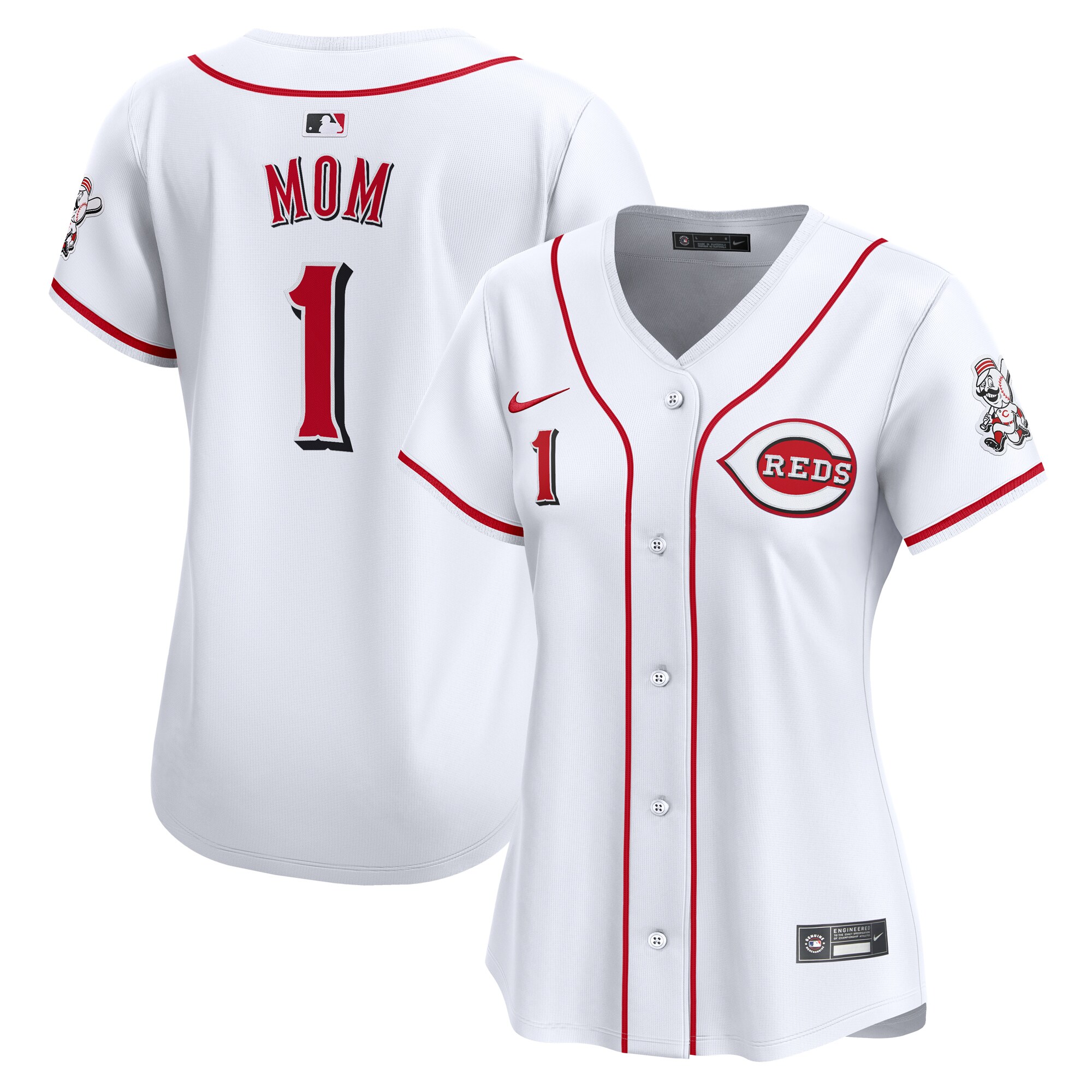 Cincinnati Reds Women's #1 Mom Home Limited Jersey - White