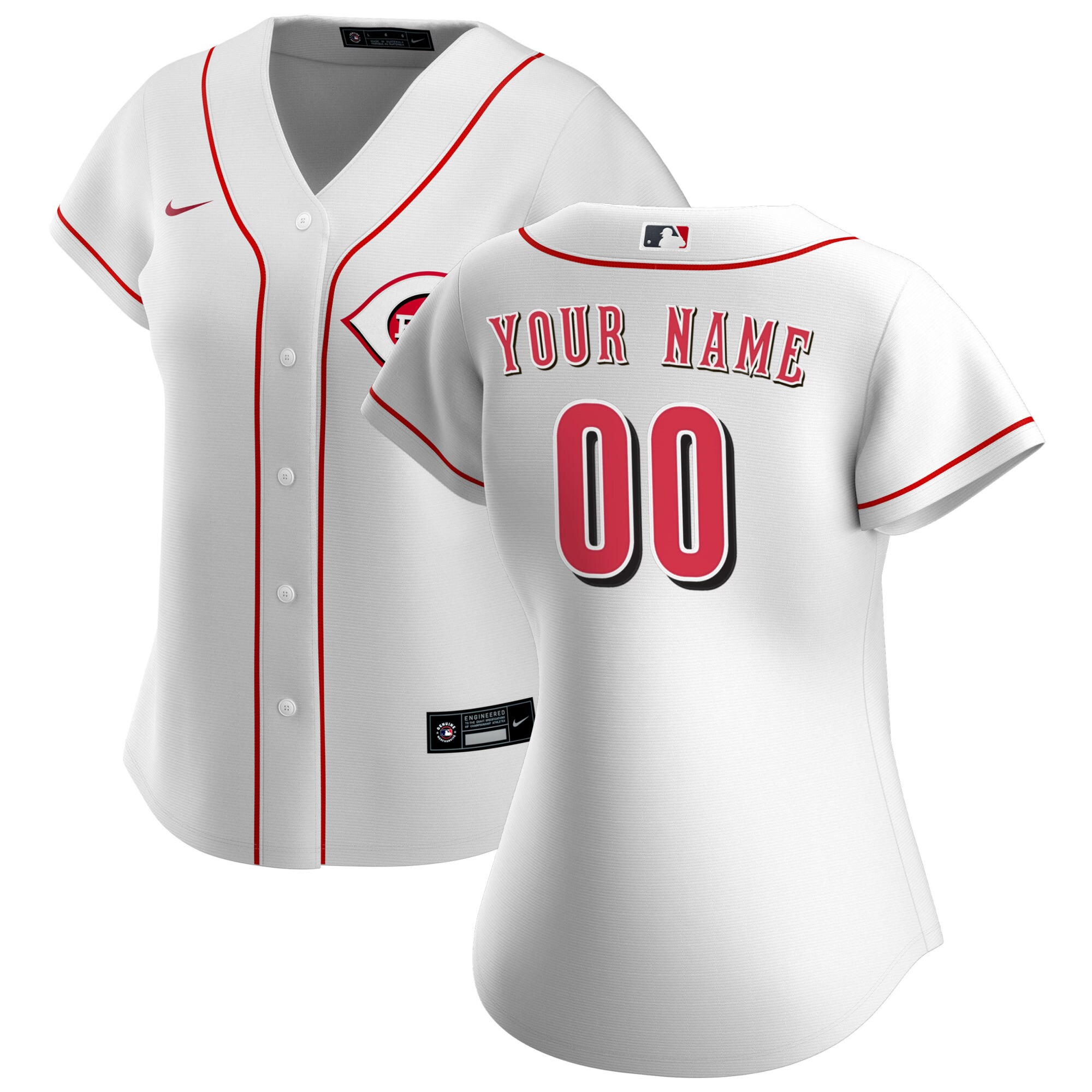 Cincinnati Reds Women's Home Replica Custom Jersey - White
