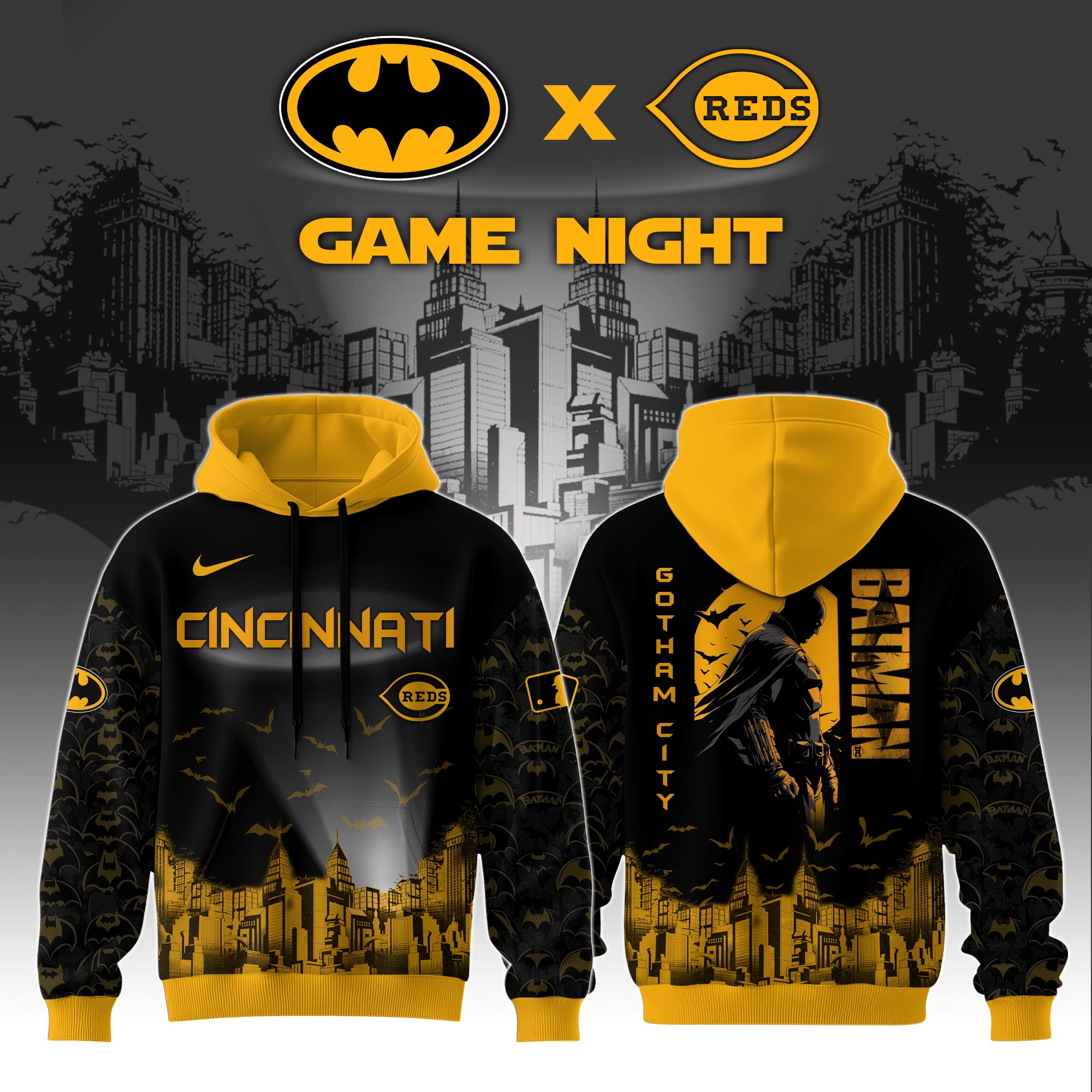 Cincinnati Reds X Dc Batman Game Night 3d Custom Hoodie