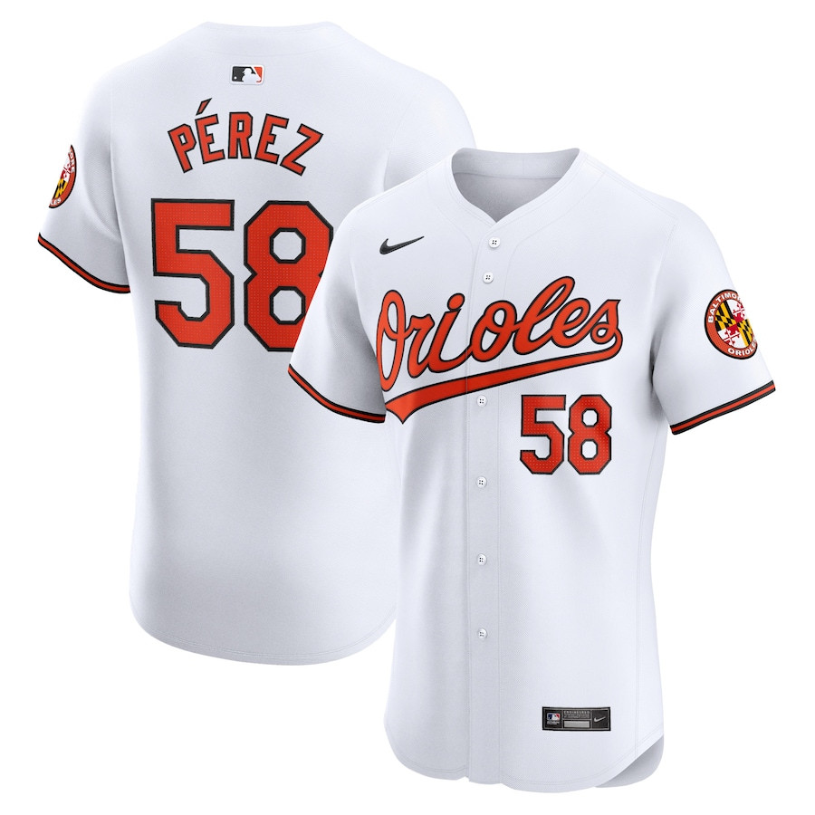 Cionel Perez 58 Baltimore Orioles Home Elite Player Men Jersey - White