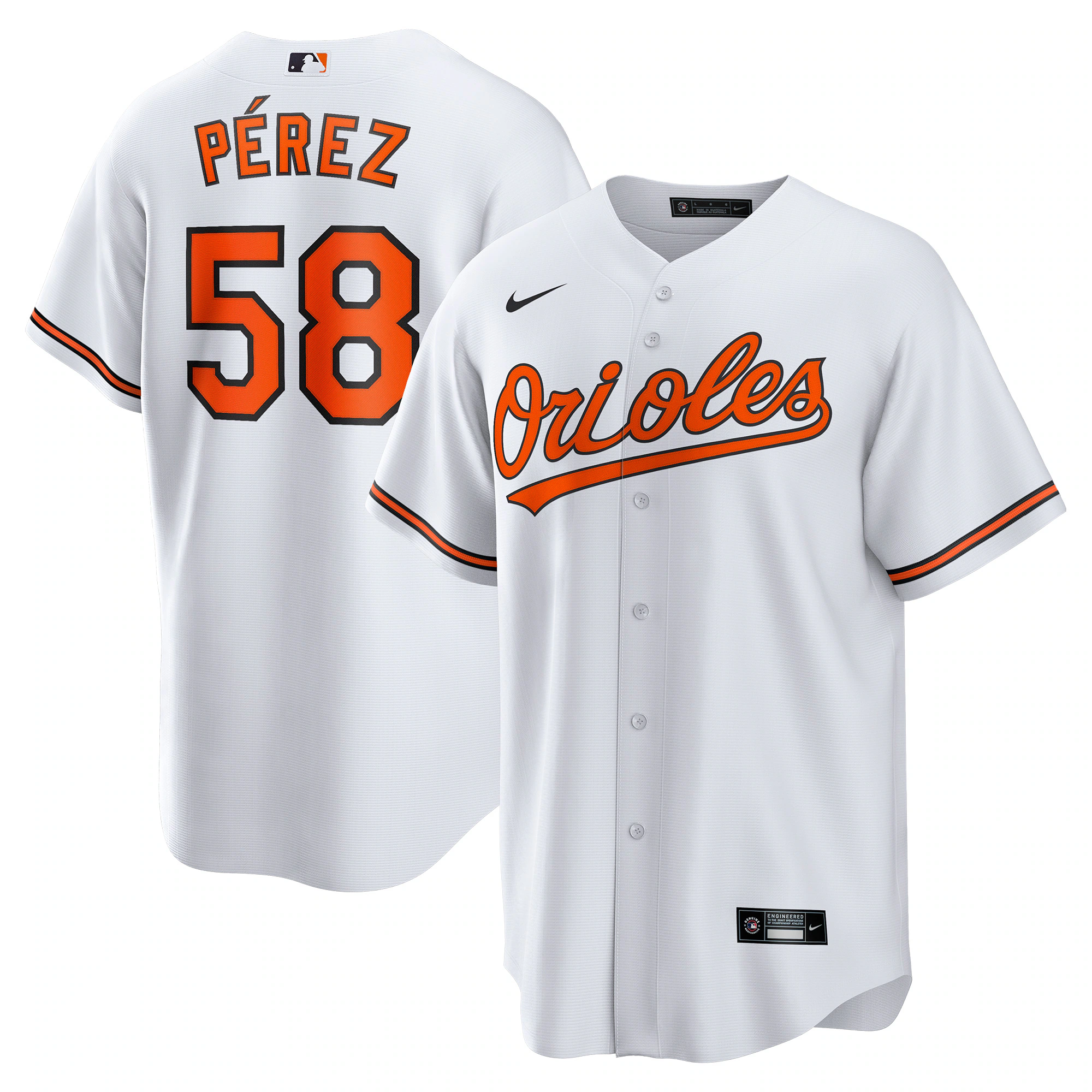 Alternative view of Cionel PÃƒÆ’Ã‚Â©rez Baltimore Orioles Home Replica Player Jersey - White