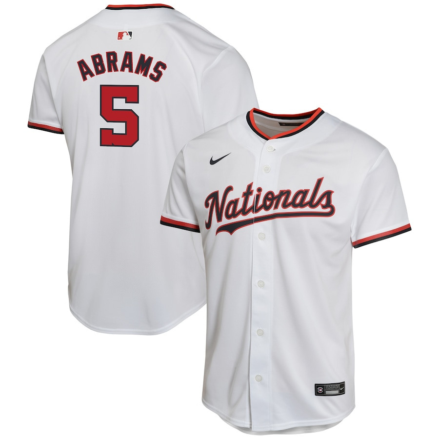 CJ Abrams 5 Washington Nationals Home Game YOUTH Jersey - White - JS999 