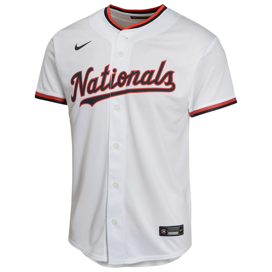 Alternative view of CJ Abrams 5 Washington Nationals Home Game YOUTH Jersey - White - JS999 
