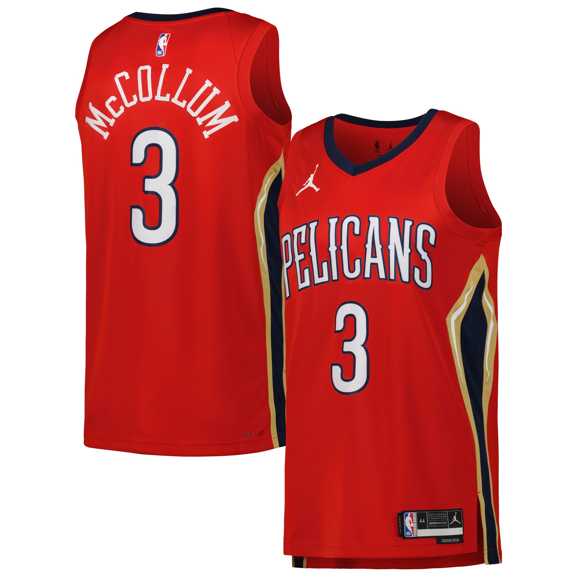 Cj Mccollum 2022/23 New Orleans Pelicans Jordan Brand Unisex Swingman Jersey - Statement Edition - Red