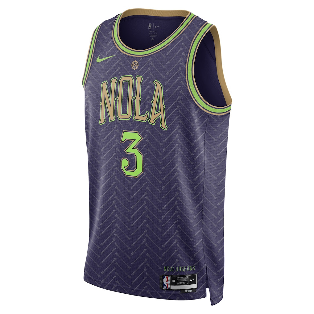 Alternative view of CJ McCollum 3 New Orleans Pelicans Unisex 2024/25 Swingman Player Jersey - City Edition - Purple - JS137 