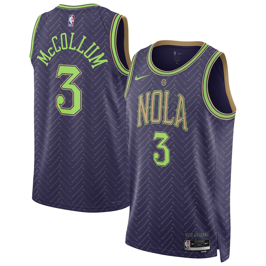 CJ McCollum 3 New Orleans Pelicans Unisex 2024/25 Swingman Player Jersey - City Edition - Purple - JS137 