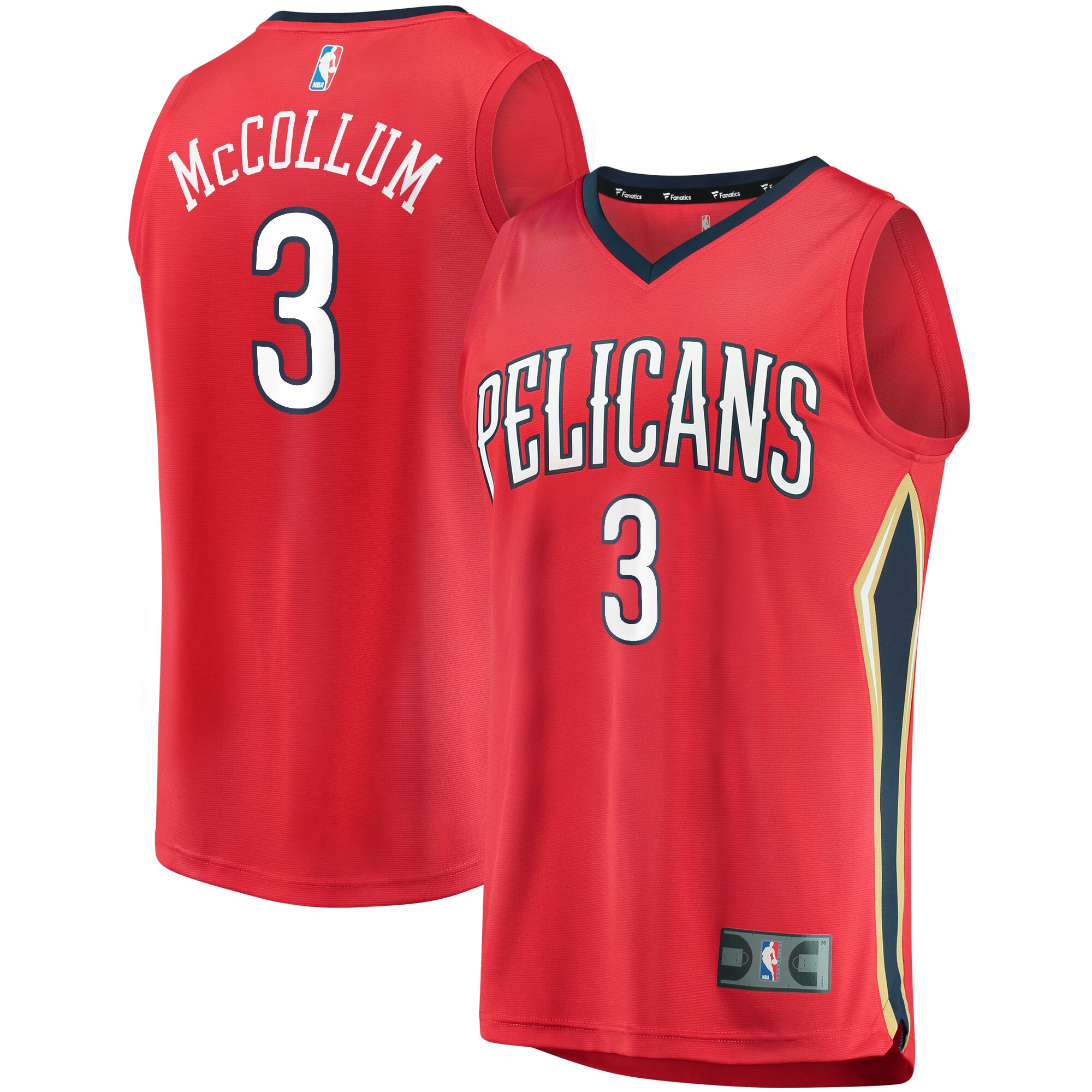 Alternative view of C.j. Mccollum New Orleans Pelicans Fanatics Branded Fast Break Replica Player Jersey - Statement Edition - Red