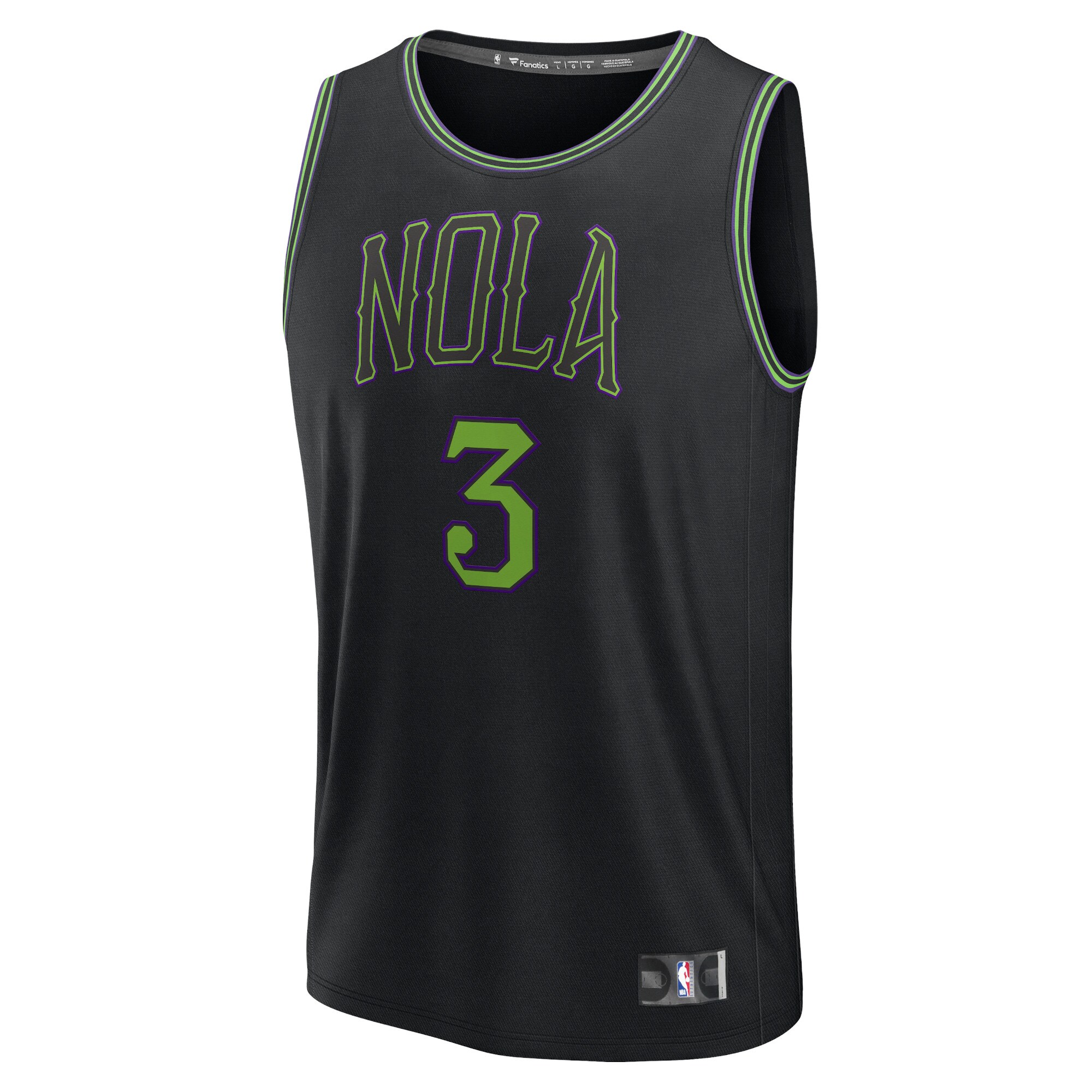 Alternative view of Cj Mccollum New Orleans Pelicans Fanatics Fast Break Jersey - Black - City Edition