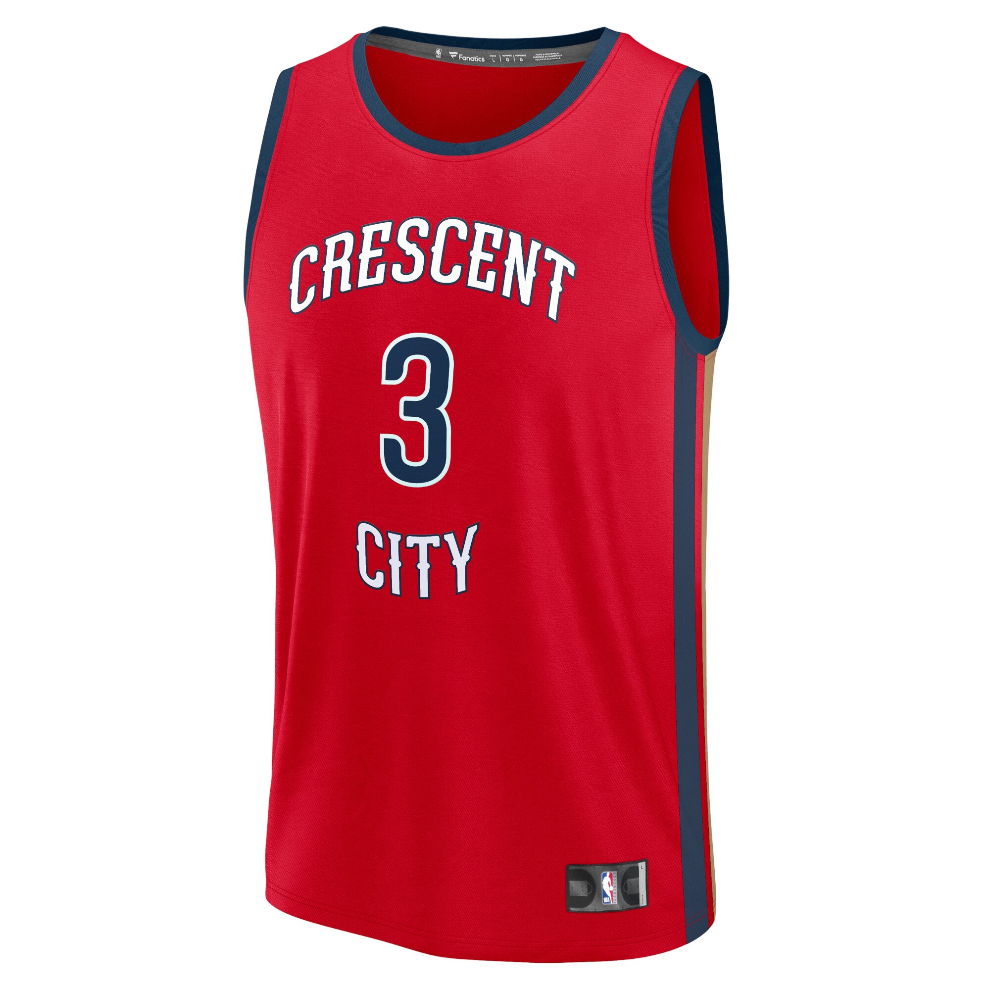 Alternative view of Cj Mccollum New Orleans Pelicans Fanatics Fast Break Replica Jersey - Statement Edition - Red