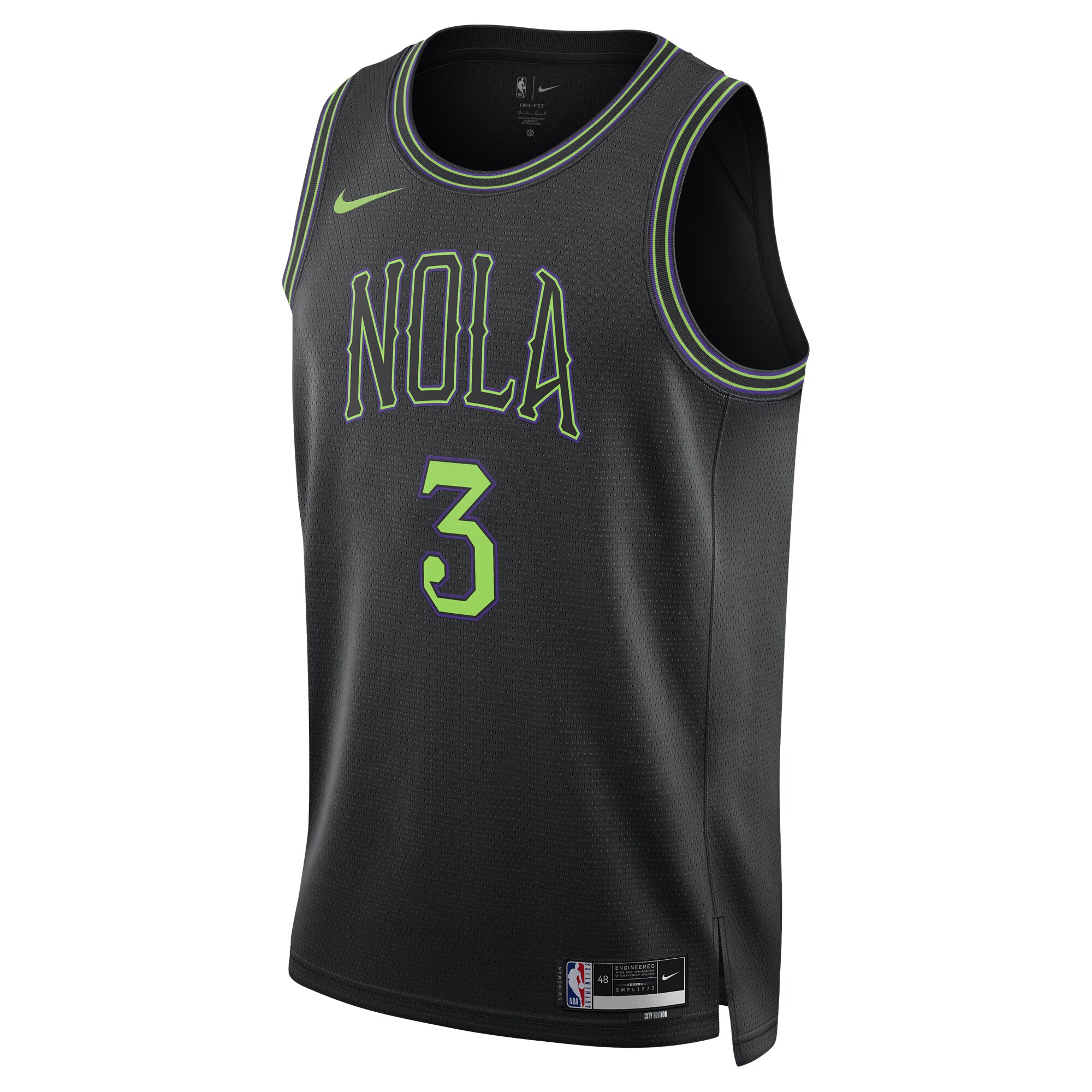 Alternative view of Cj Mccollum New Orleans Pelicans Unisex 2023/24 Swingman Jersey - Black - City Edition