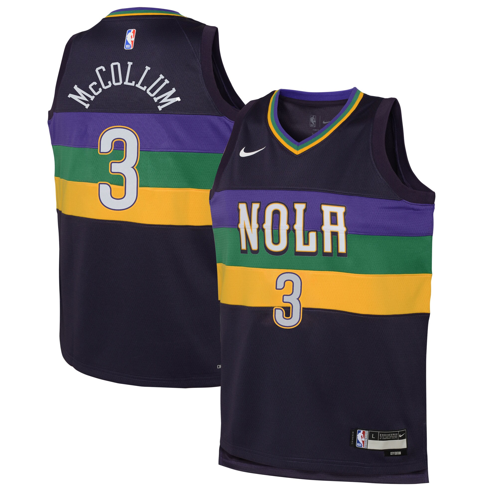 Cj Mccollum New Orleans Pelicans Youth Swingman Jersey - City Edition - Purple