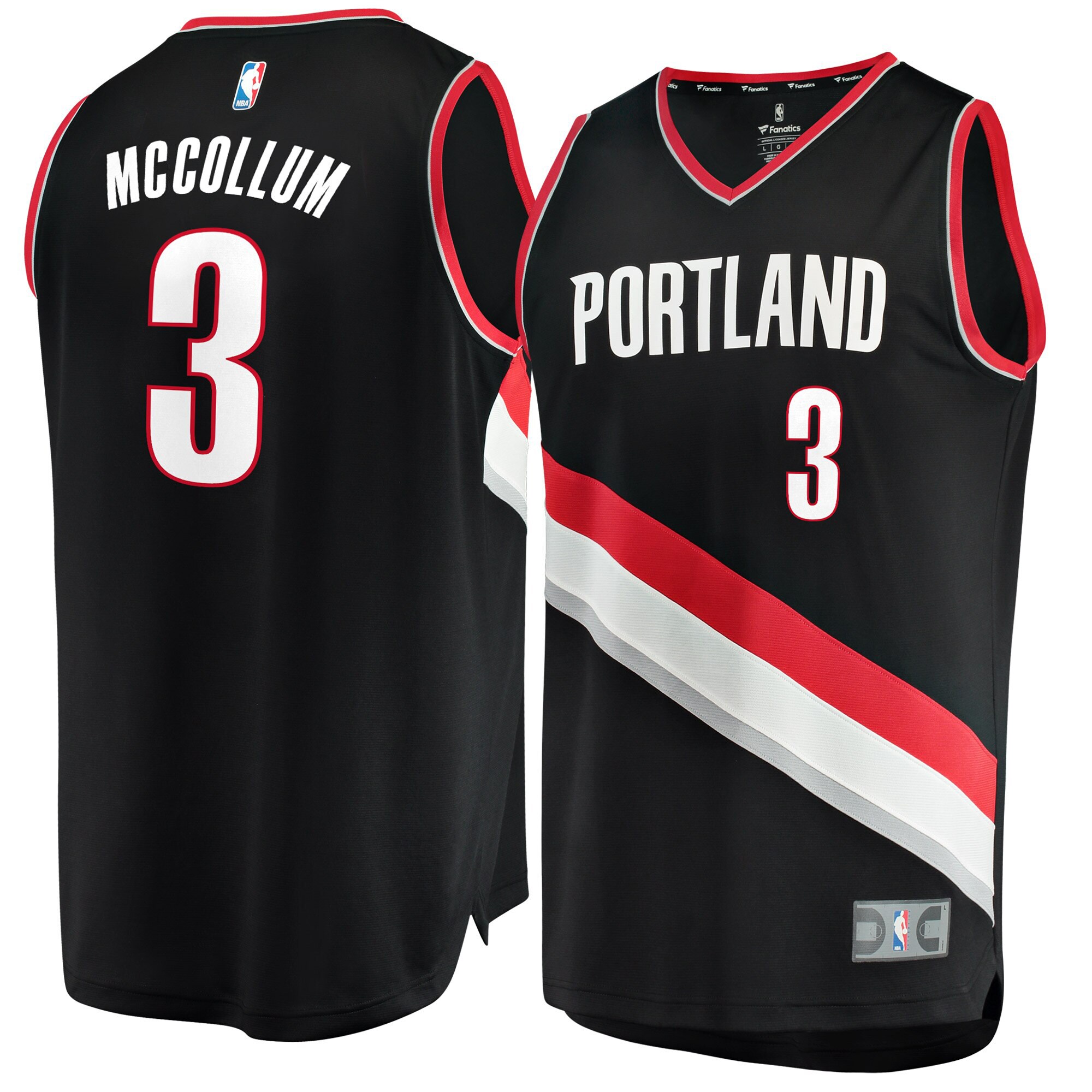 C.j. Mccollum Portland Trail Blazers Fanatics Branded Fast Break Replica Jersey Black - Icon Edition
