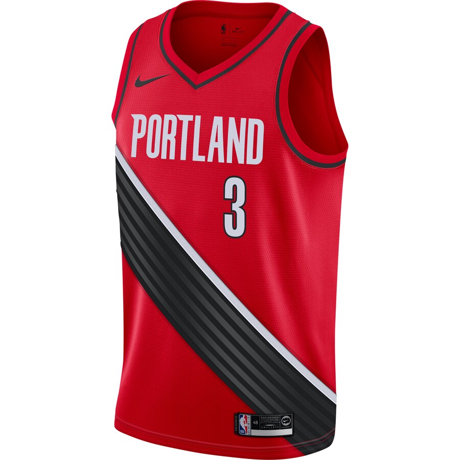 Alternative view of C.j. Mccollum Portland Trail Blazers Finished Swingman Jersey Red - Statement Edition