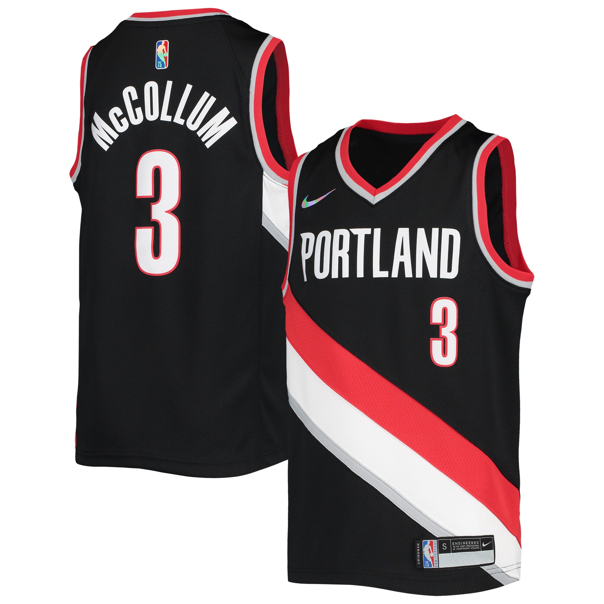 C.j. Mccollum Portland Trail Blazers Youth 2021/22 Diamond Swingman Jersey – Icon Edition – Black