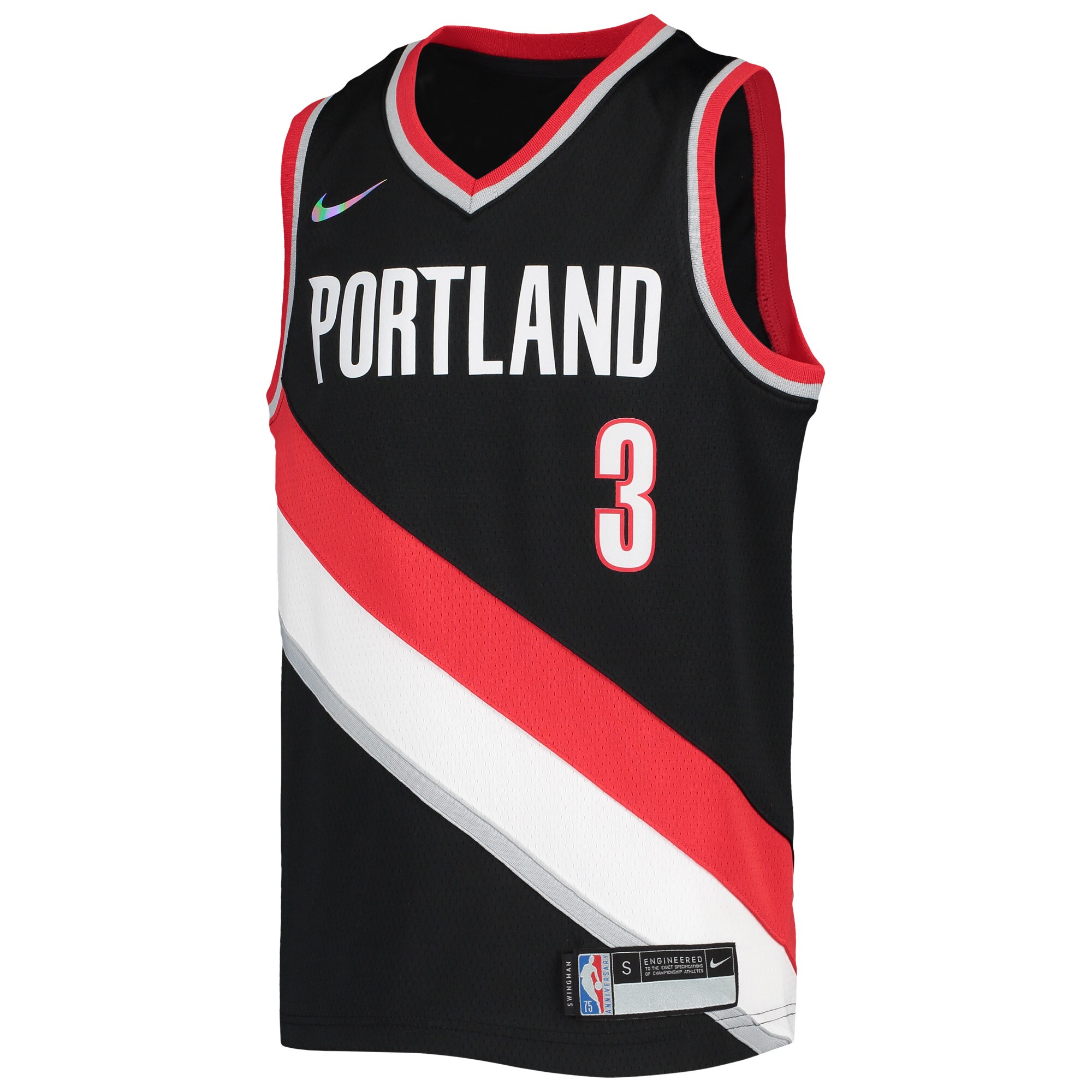 Alternative view of C.j. Mccollum Portland Trail Blazers Youth 2021/22 Diamond Swingman Jersey – Icon Edition – Black