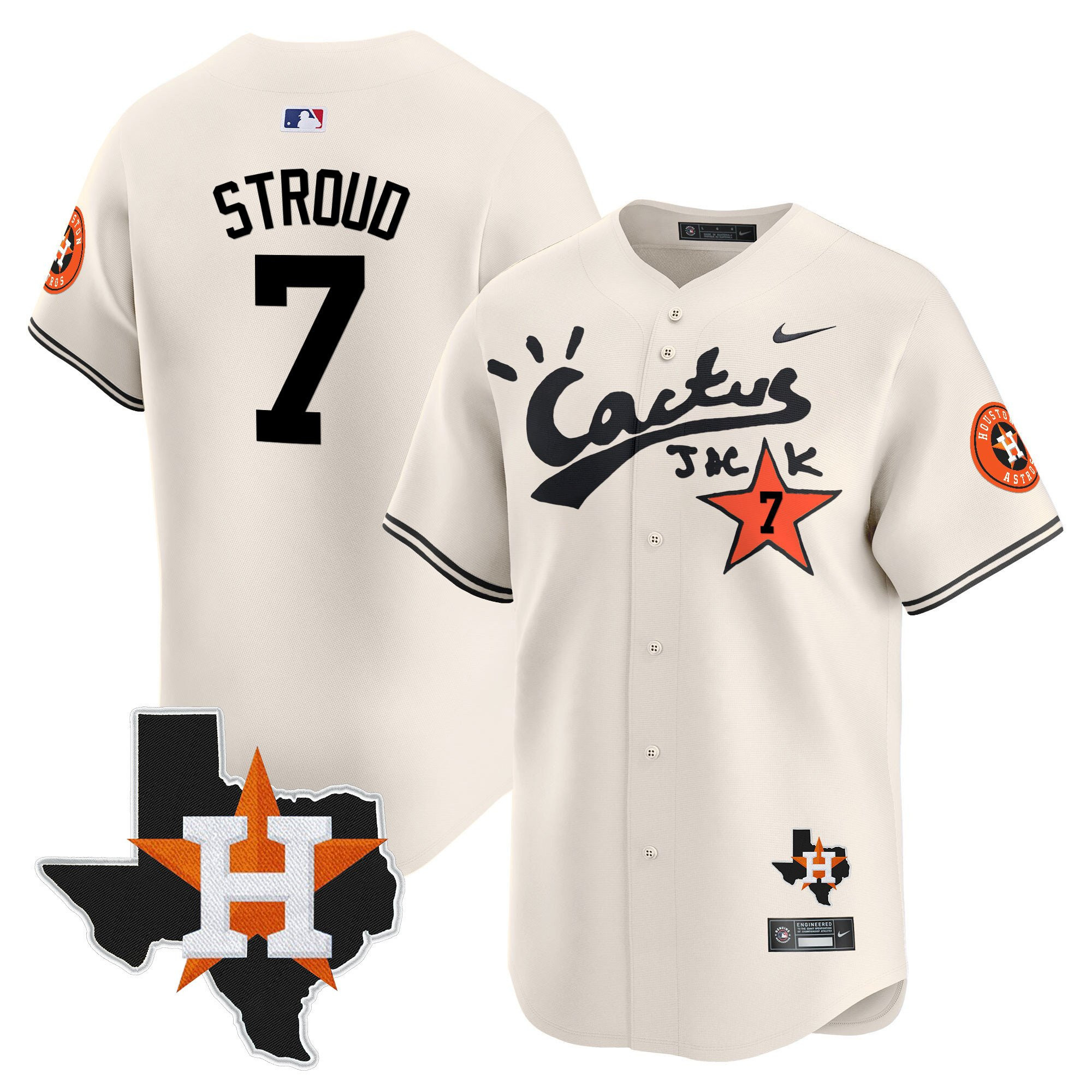 C.J. Stroud 7 Houston Astros Cactus Jack Limited Jersey Houston Patch - Men 