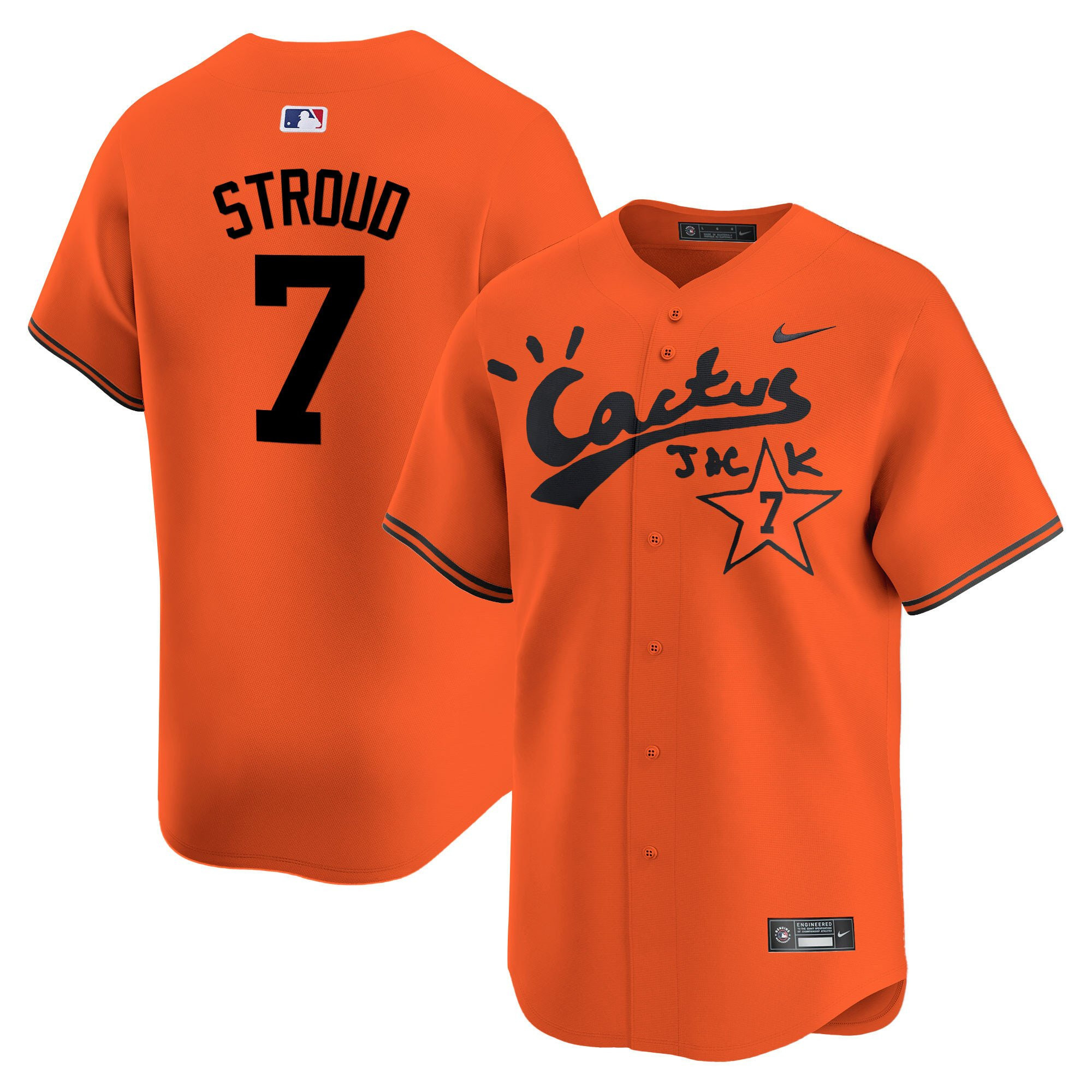 CJ Stroud 7 Houston Astros Cactus Jack Men Jersey - Orange