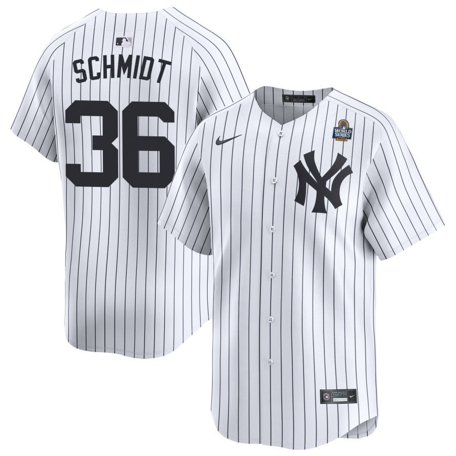 Clarke Schmidt 36 New York Yankees 2024 World Series Home Limited Player Men Jersey - White 